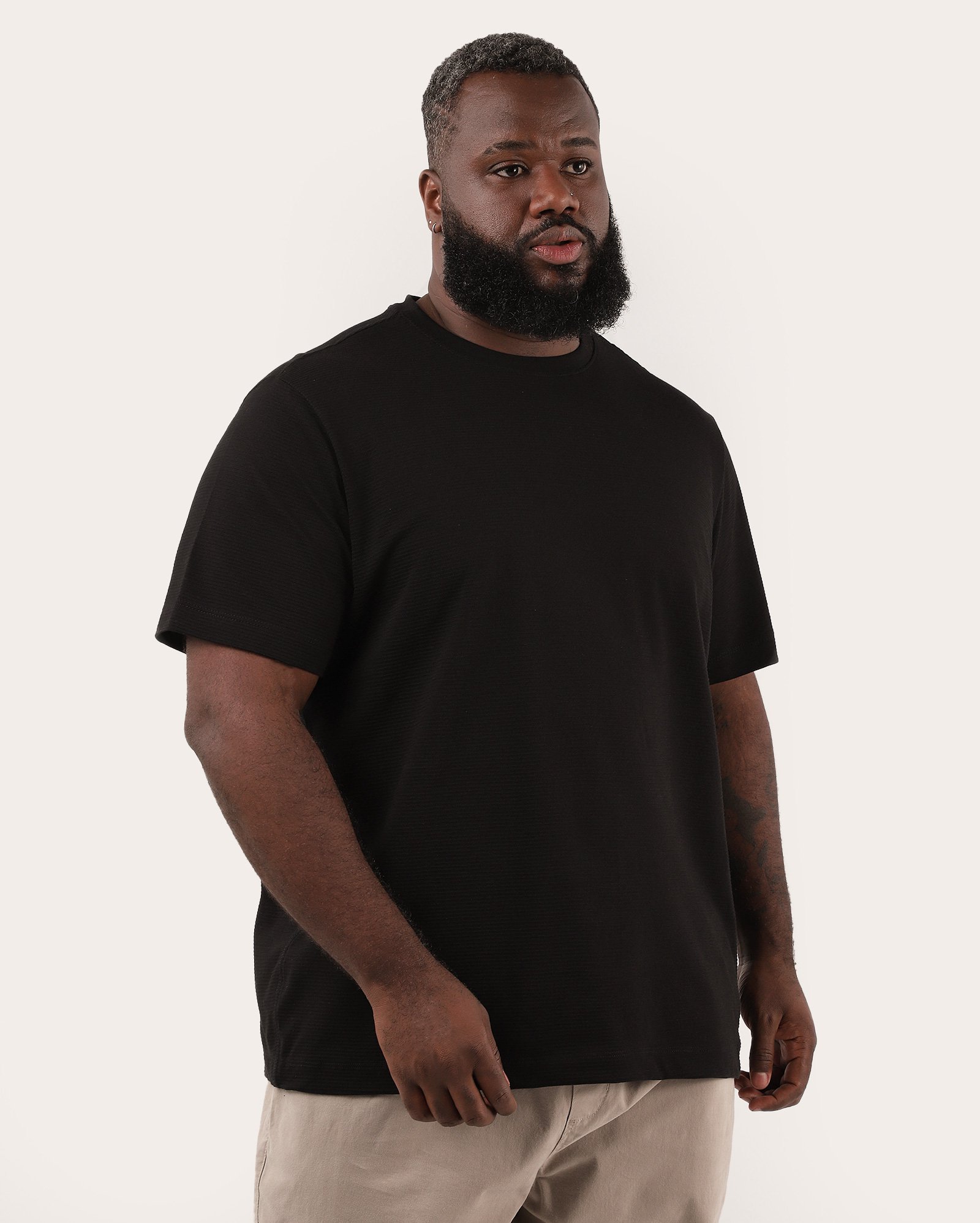 Camiseta plus size masculina regular texturizada - Preto