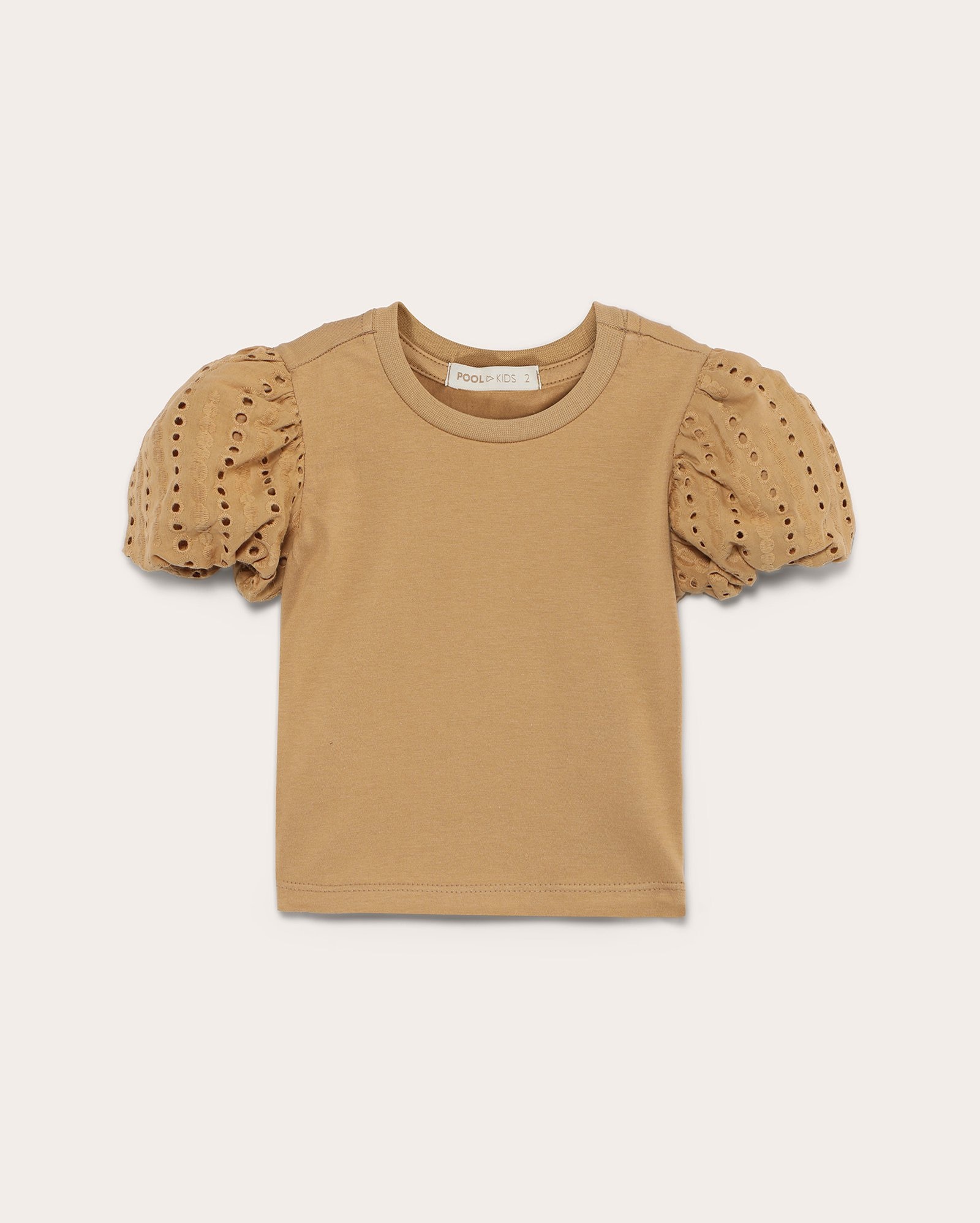 Camiseta infantil manga curta bufante laise 1-4A marrom