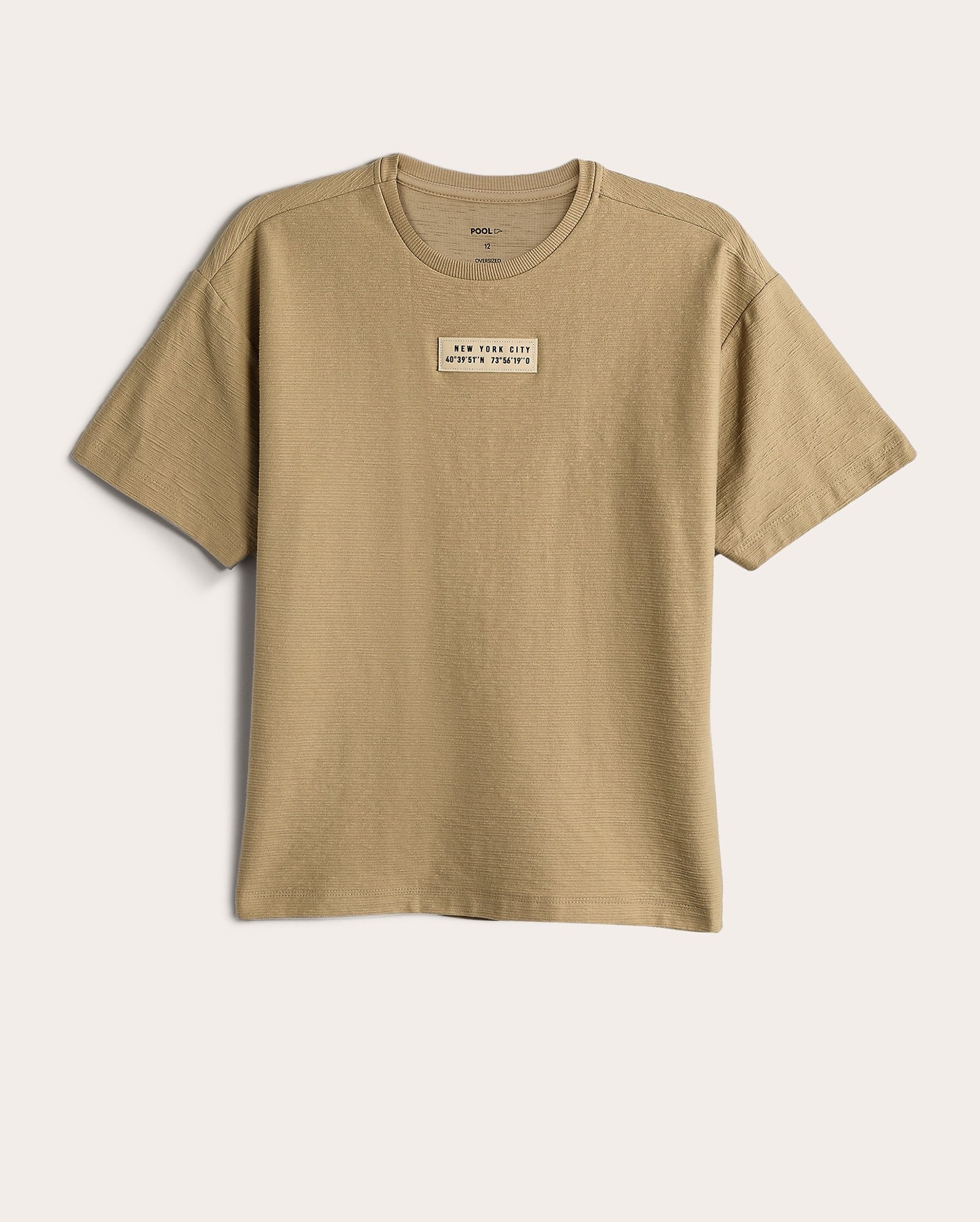 Camiseta juvenil oversized New York City texturizada bege | Pool