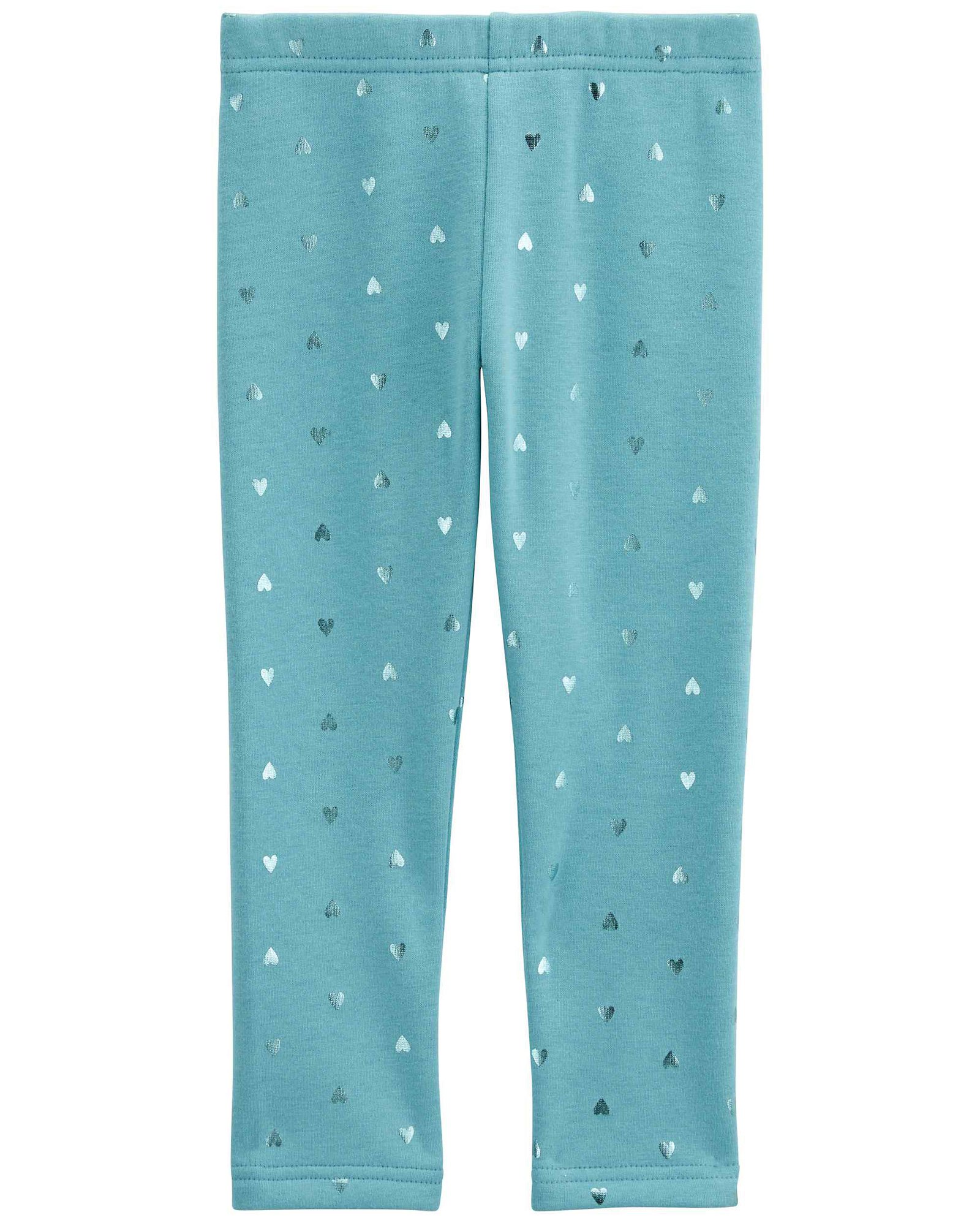 Calça legging bebê peluciada corações brilhosos azul | Carter's