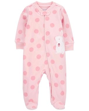Macacão bebê fleece maxi poá coelho rosa | Carter's