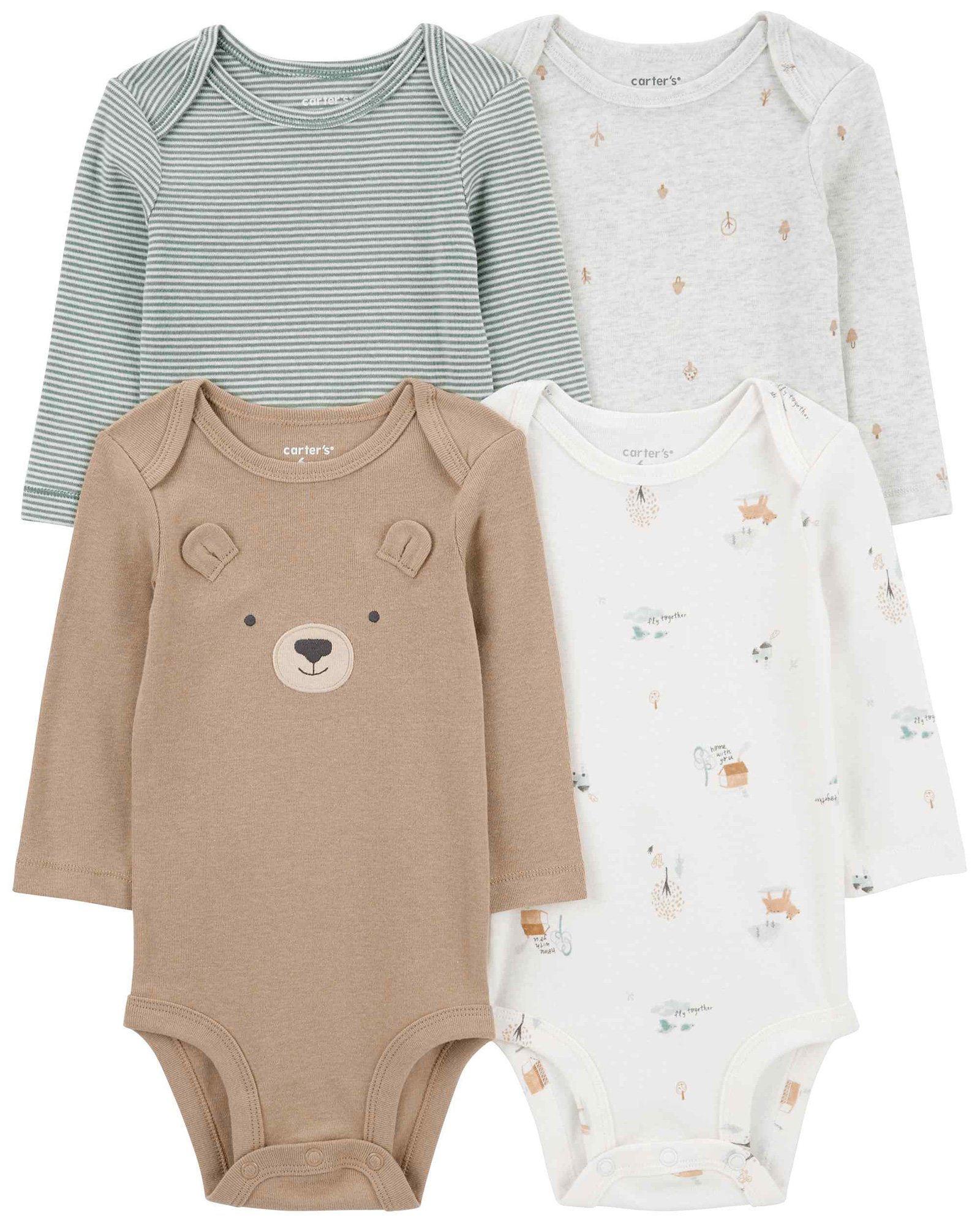 Kit body bebê 4 peças listrado e bichinhos multicor | Carter's
