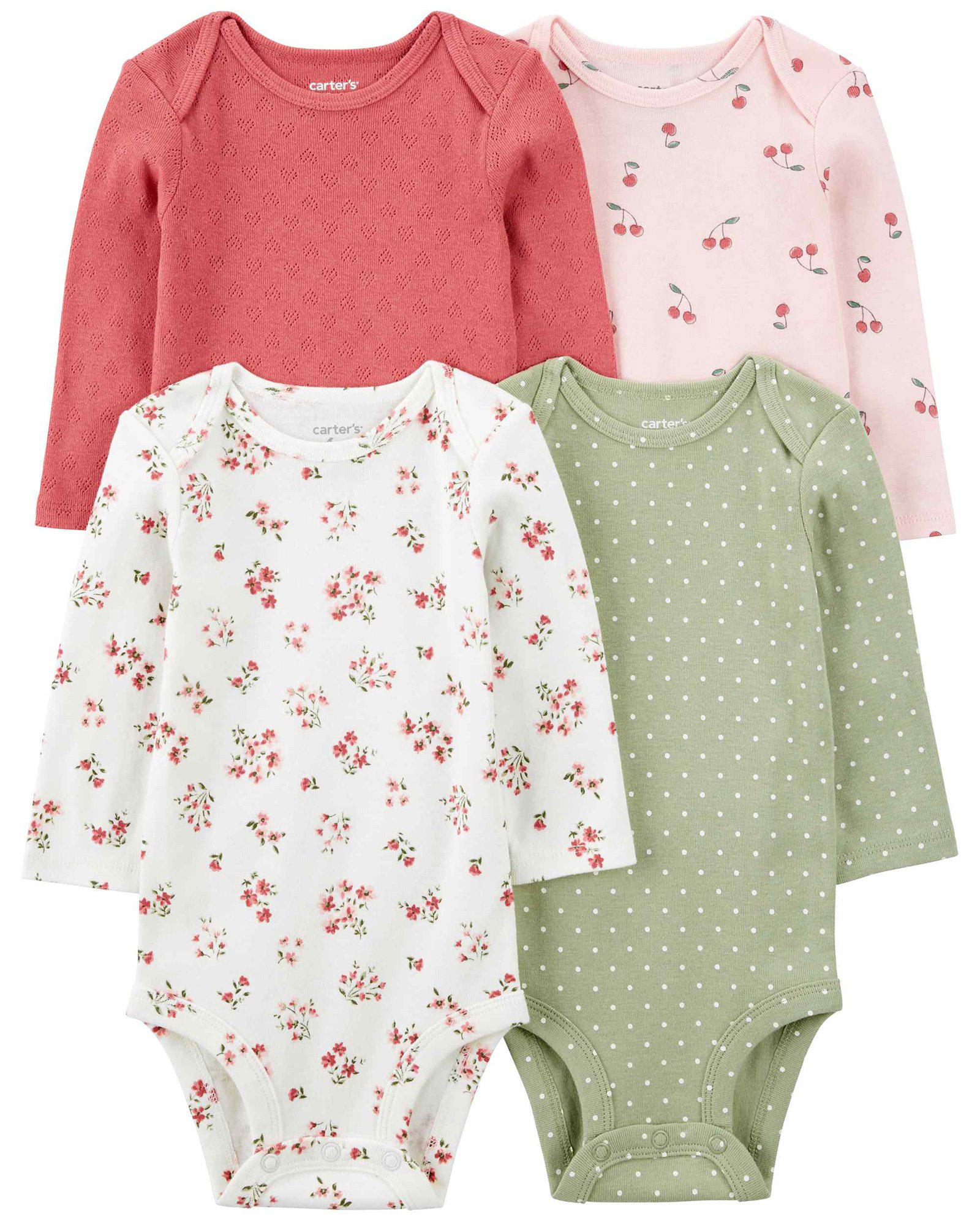 Kit body bebê 4 peças cereja e poá multicor | Carter's