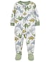 Macacão pijama infantil fleece pézinhos dinossauro branco | Carter's