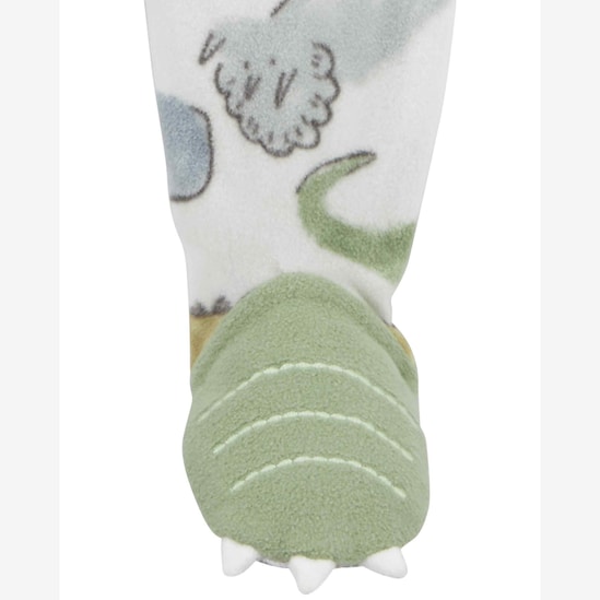 Macacão pijama infantil fleece pézinhos dinossauro branco | Carter's