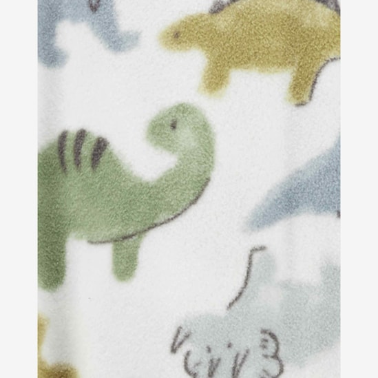 Macacão pijama infantil fleece pézinhos dinossauro branco | Carter's