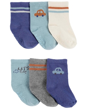 Kit meia bebê 6 pares listrada carros multicor | Carter's