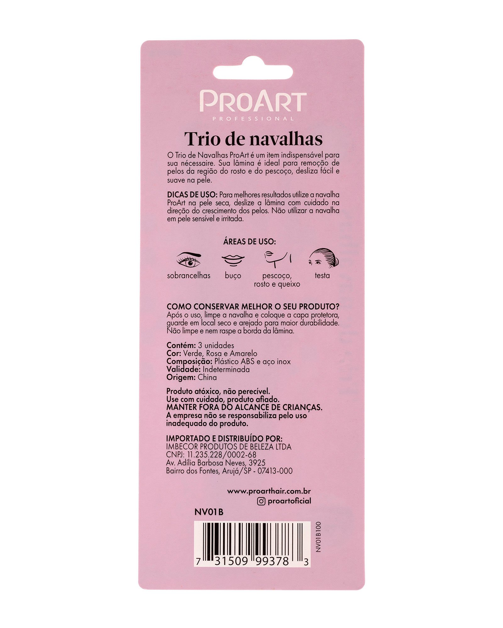 Kit navalha 3 unidades rosto e pescoço multicor | ProArt