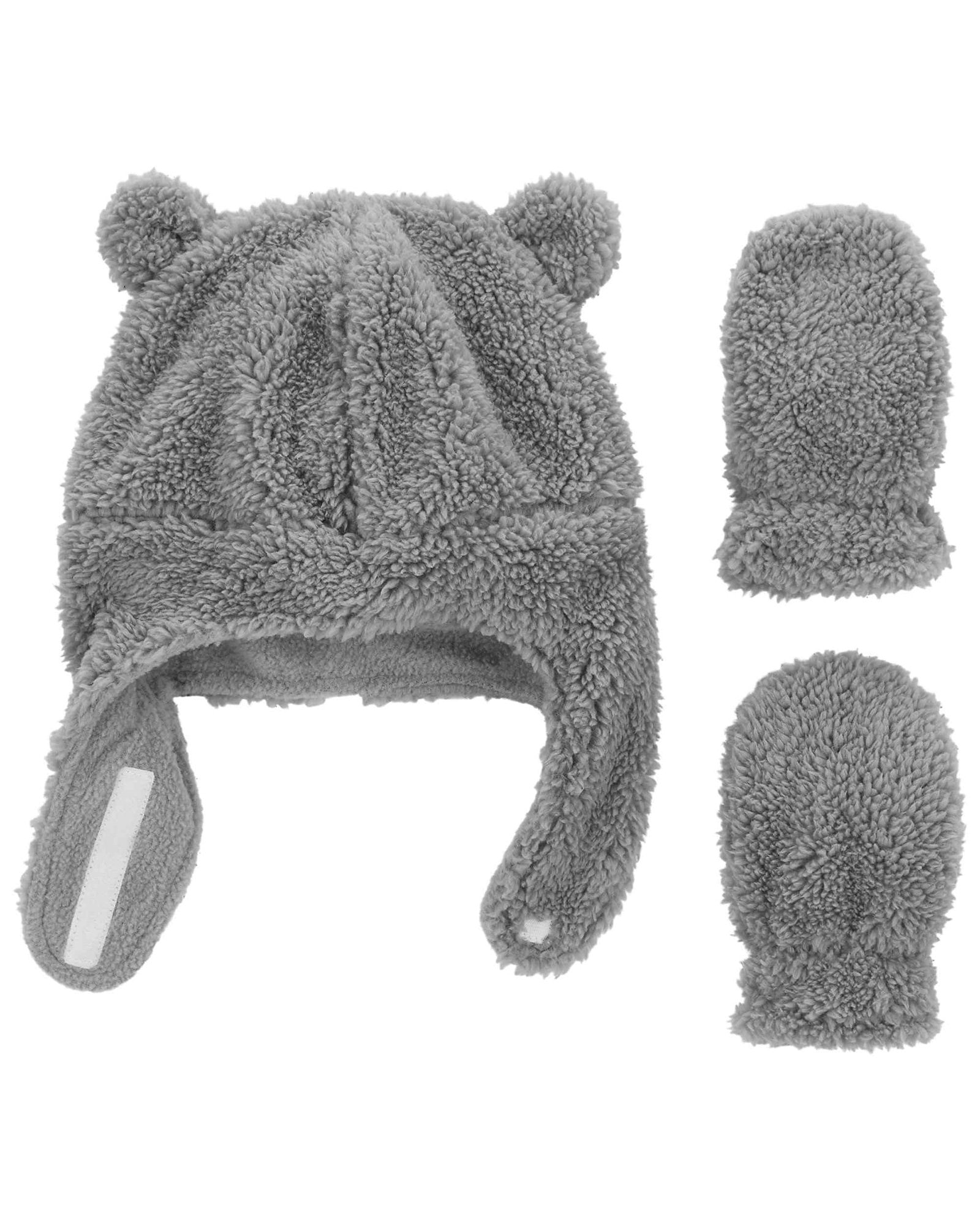 Kit touca bebê e luva sherpa cinza | Carter's