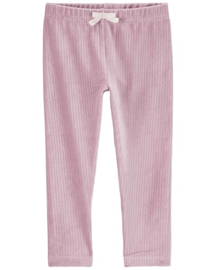 Calça infantil cós elástico canelada aveludada rosa | Carter's