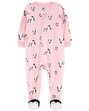 Macacão pijama infantil fleece pézinhos pinguim rosa | Carter's