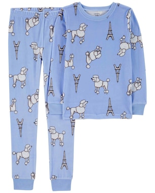 Pijama longo infantil 2 peças plush torre eiffel azul | Carter's