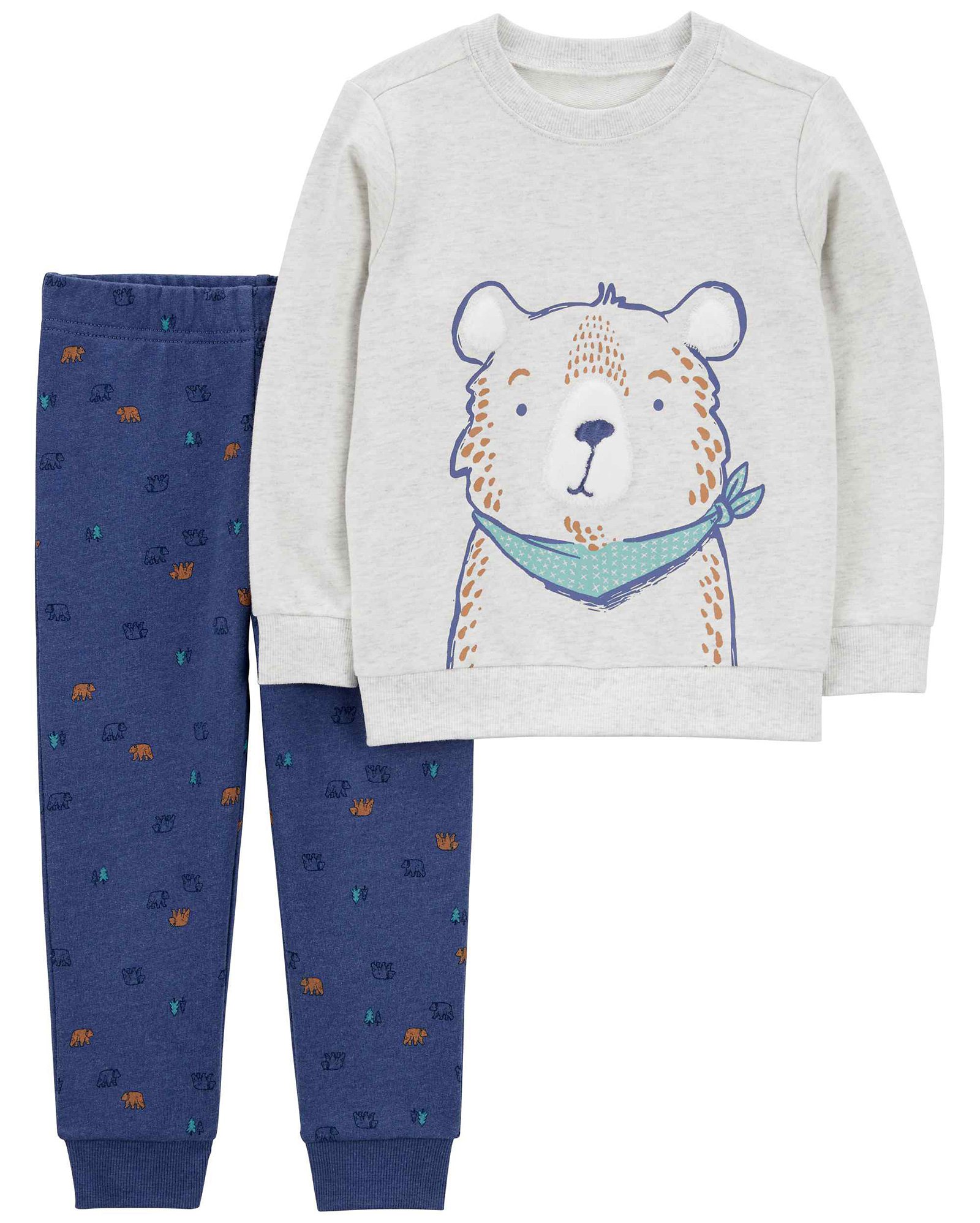 Conjunto longo de moletom infantil 2 peças ursos multicor | Carter's