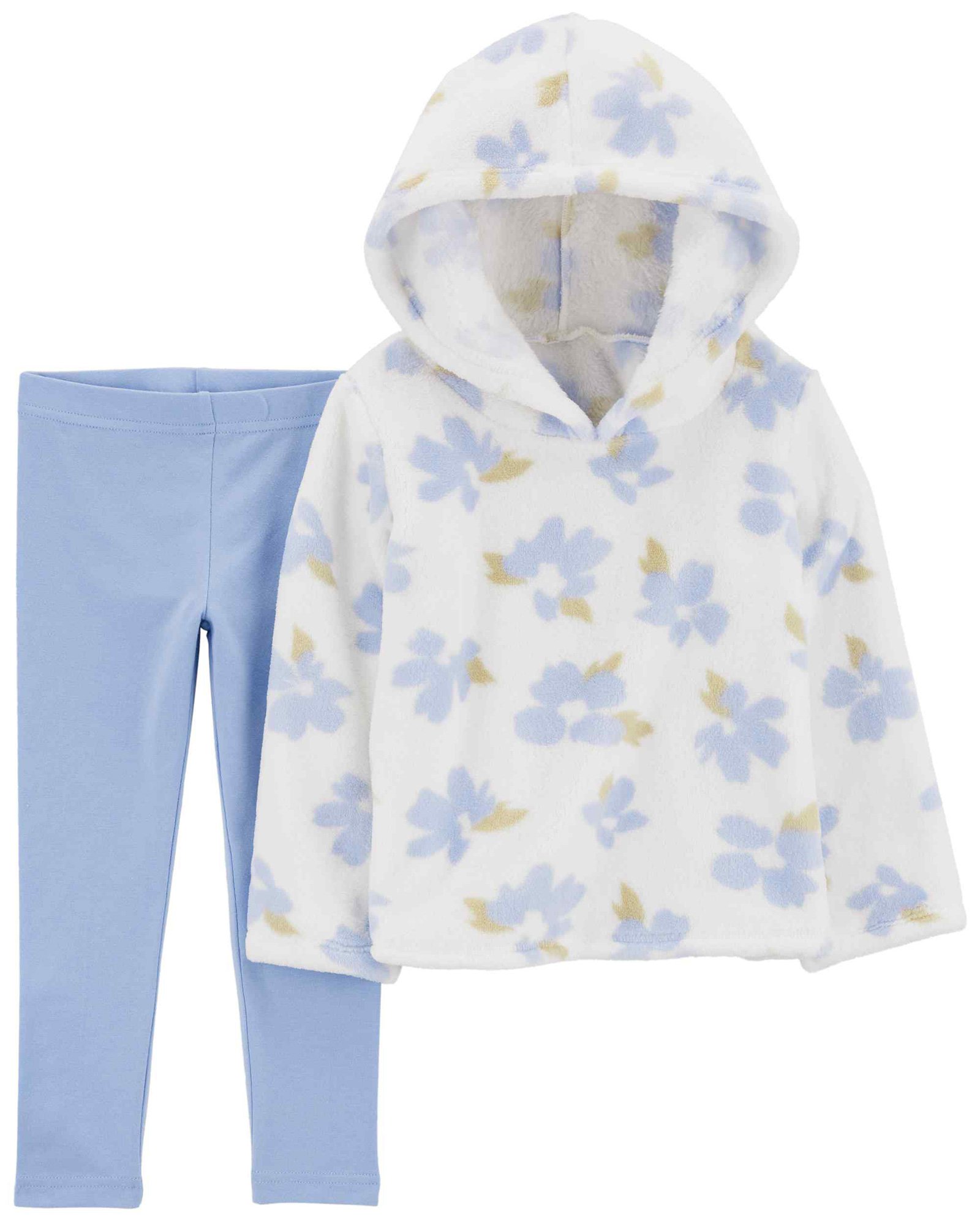 Conjunto longo infantil 2 peças capuz fleece floral multicor | Carter's