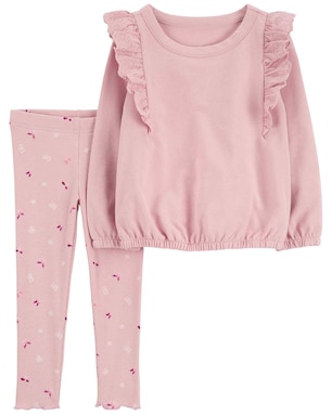 Conjunto longo infantil 2 peças borboletas com babados rosa | Carter's