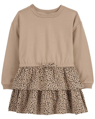 Vestido de moletom infantil animal print bege | Carter's