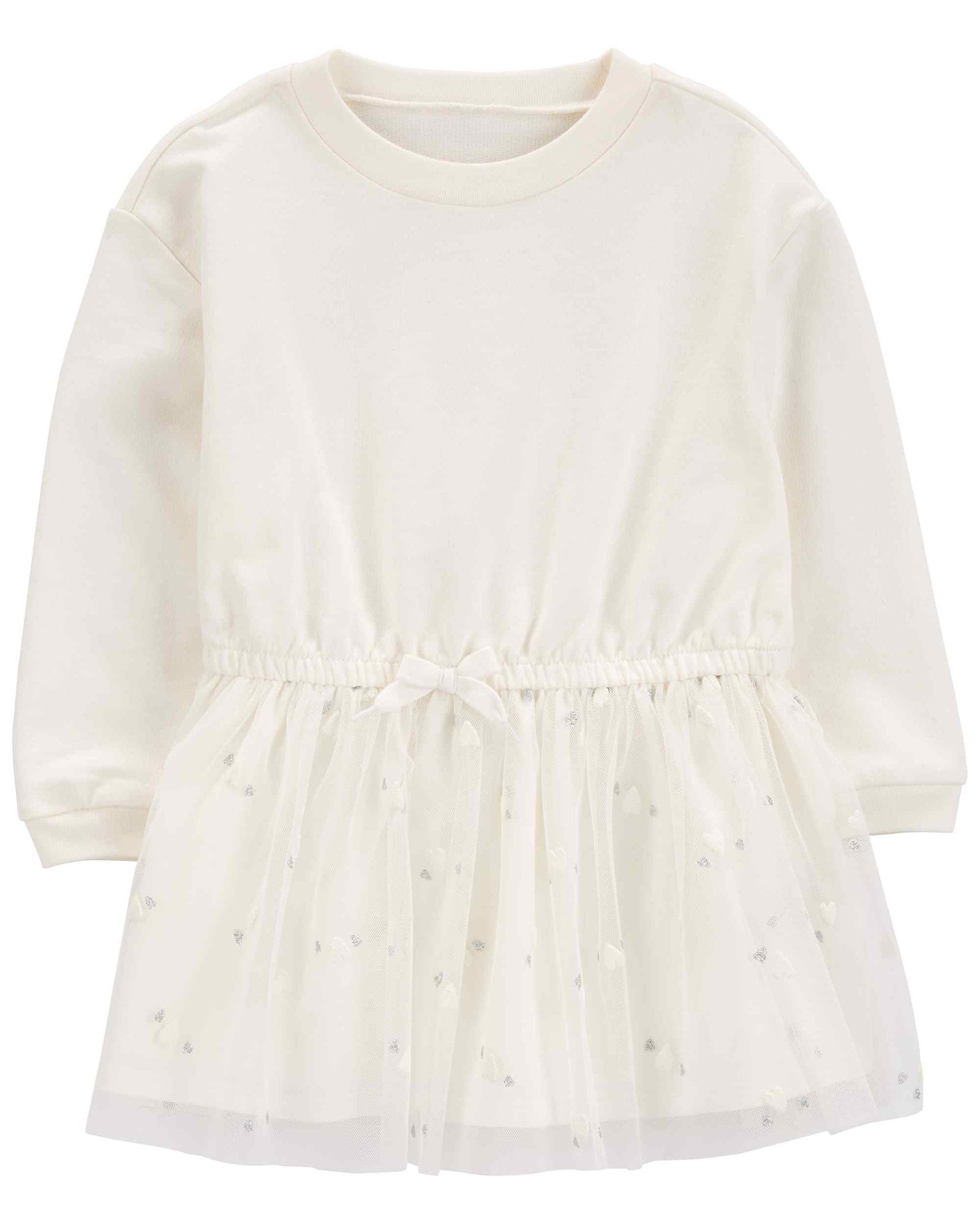 Vestido de moletom infantil tule corações branco | Carter's