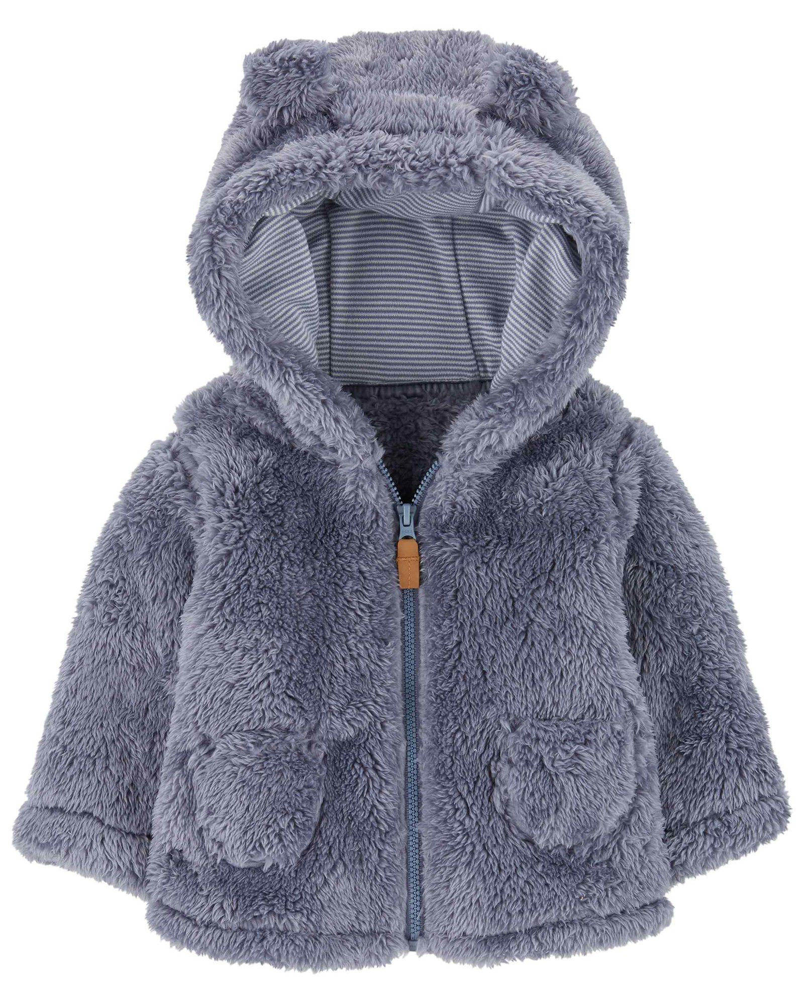 Casaco bebê sherpa com capuz e orelhinhas azul | Carter's