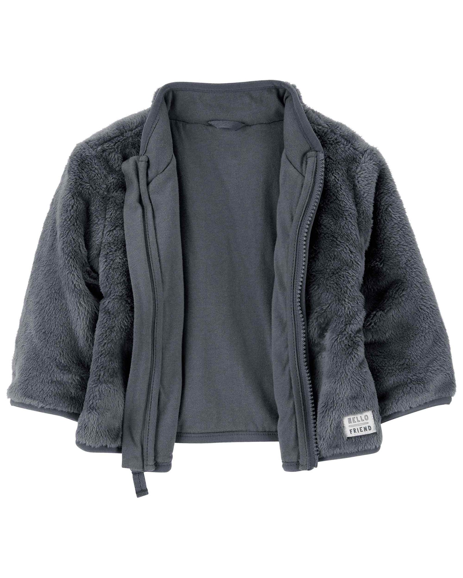 Blusa bebê sherpa com zíper cinza | Carter's