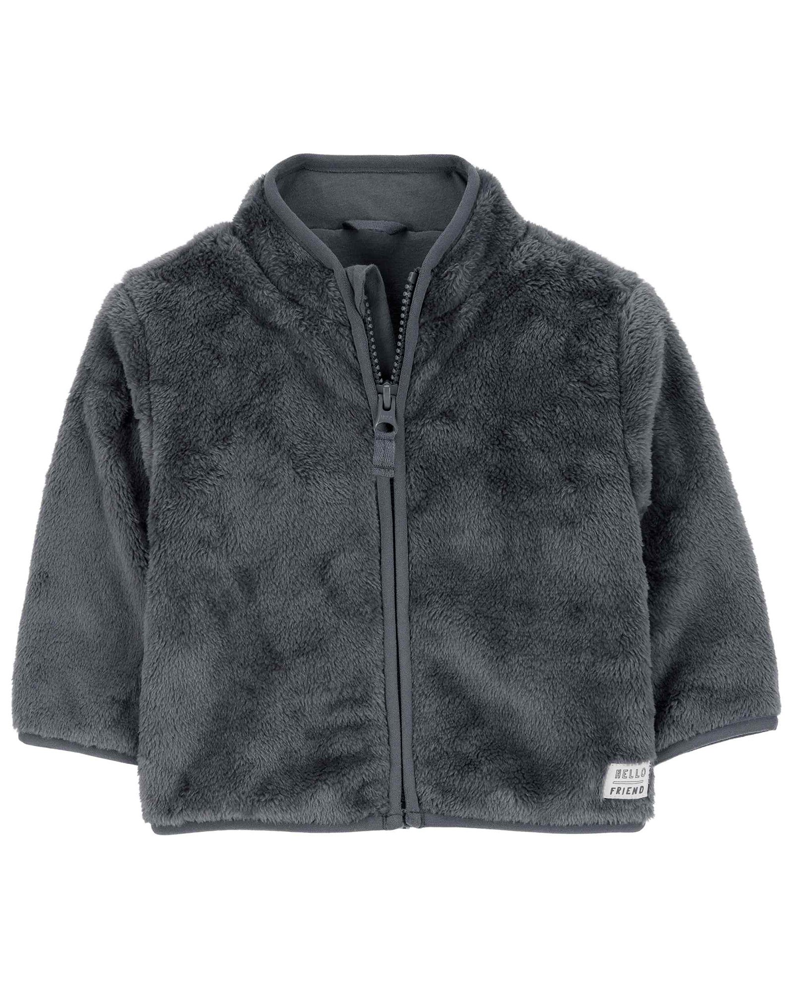 Blusa bebê sherpa com zíper cinza | Carter's