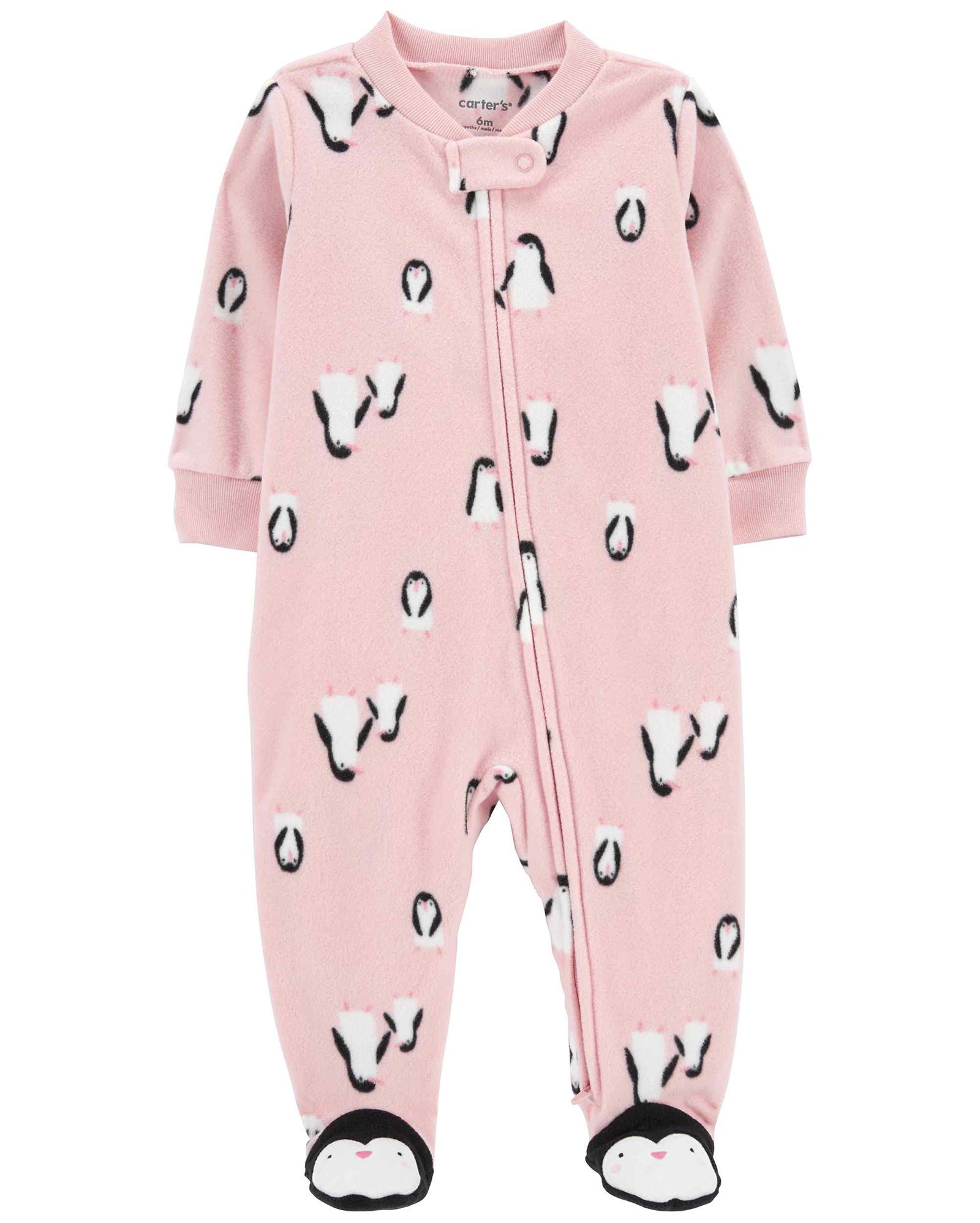 Macacão pijama bebê fleece de pinguim rosa | Carter's