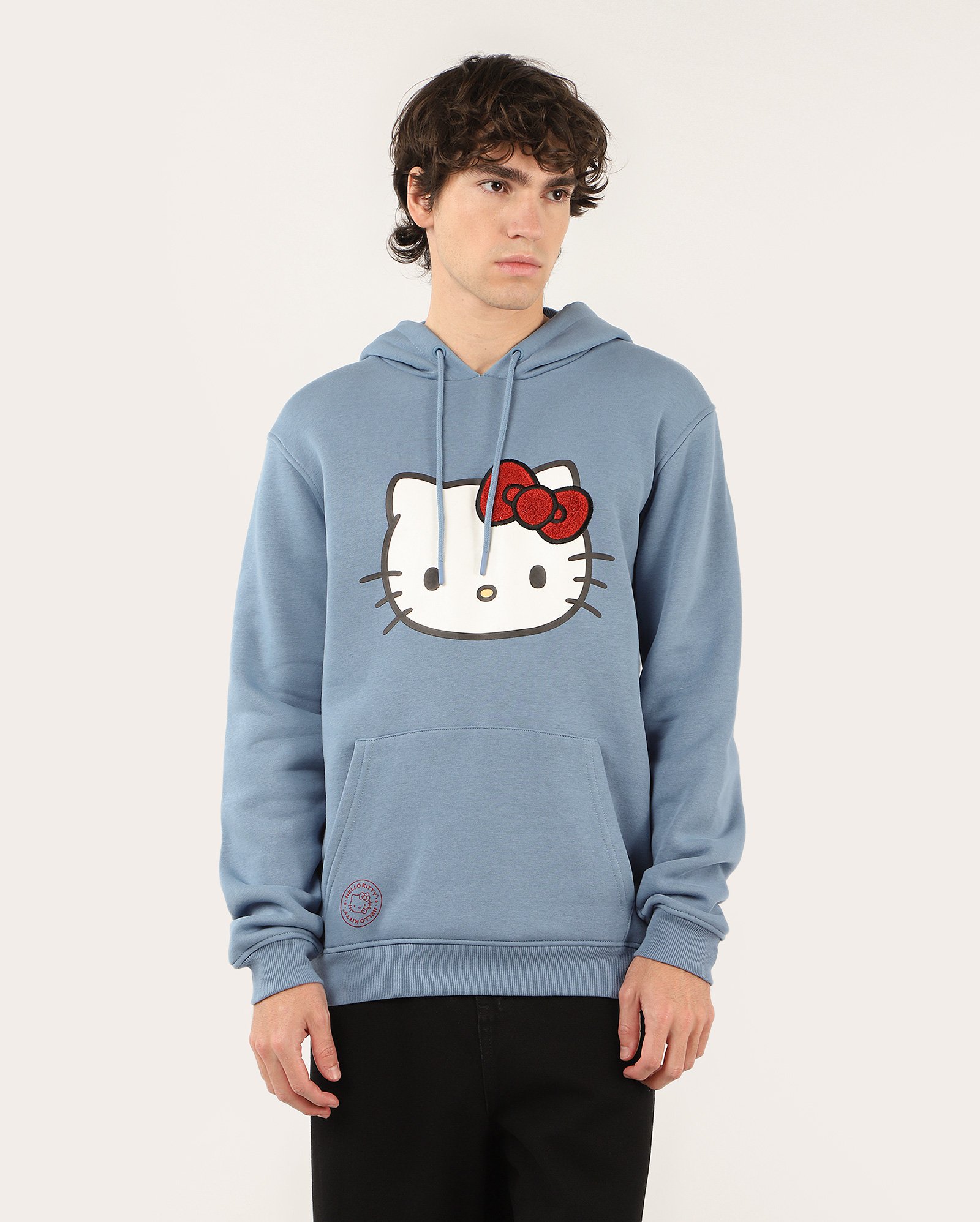 Blusa de moletom canguru Hello Kitty azul | FANLAB