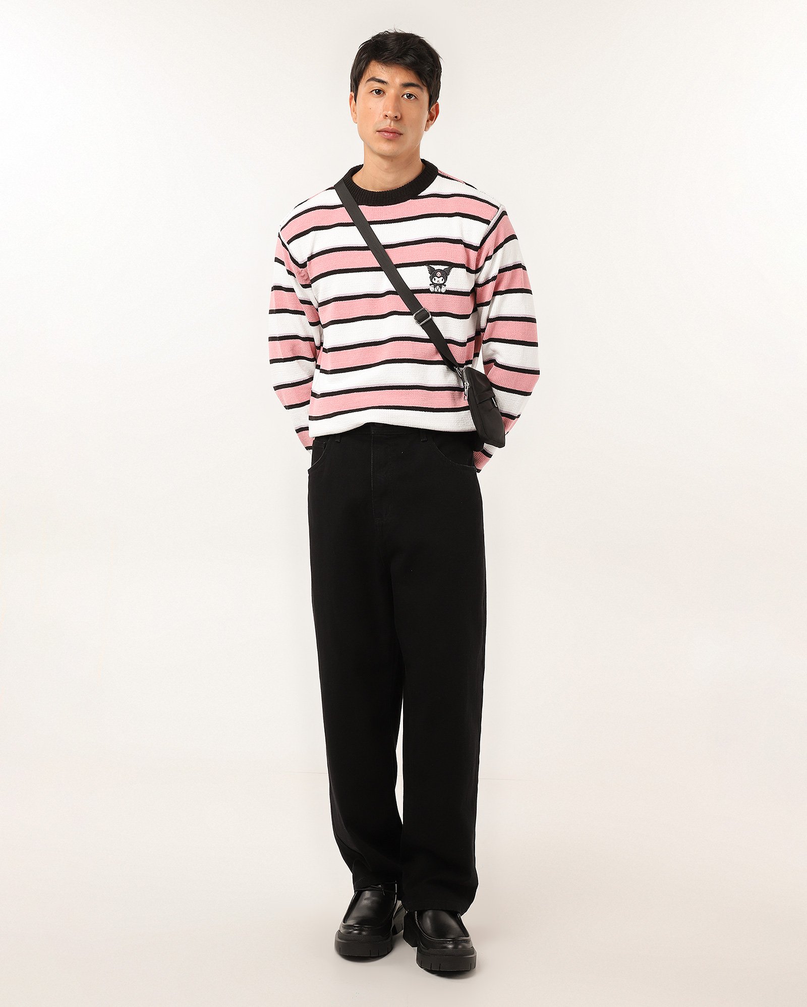 Suéter em tricot Kuromi listrado multicor | FANLAB