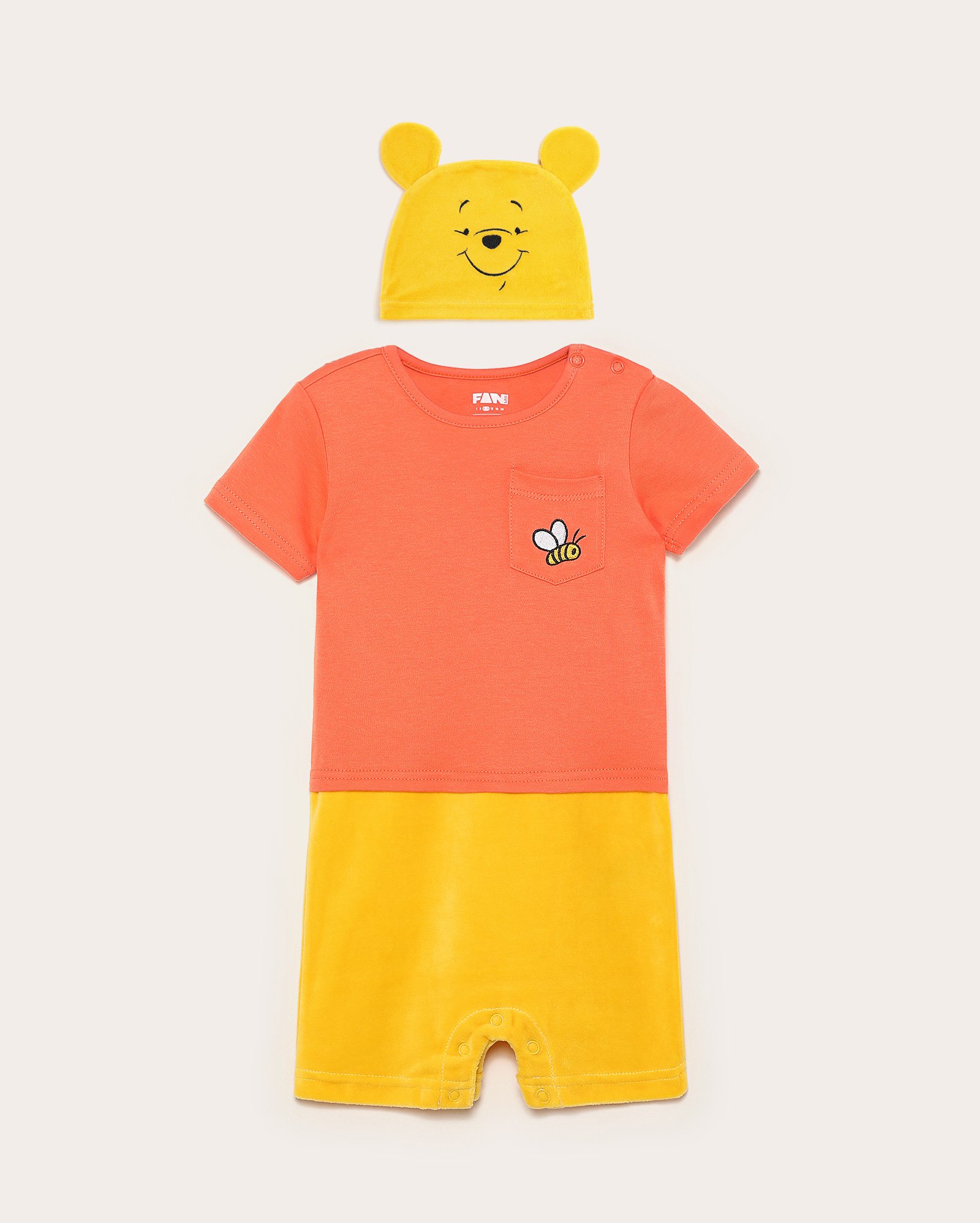 Body bebê Ursinho Pooh fleece com touca multicor | FANLAB
