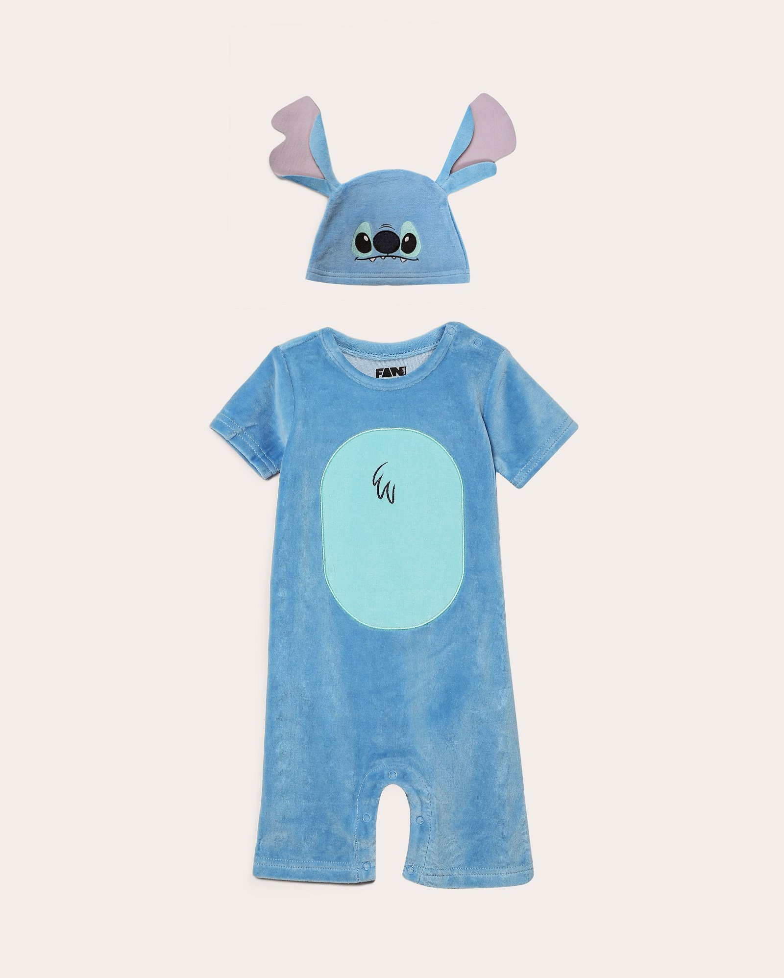 Macaquinho bebê fleece Disney Stitch com bordado azul | FANLAB
