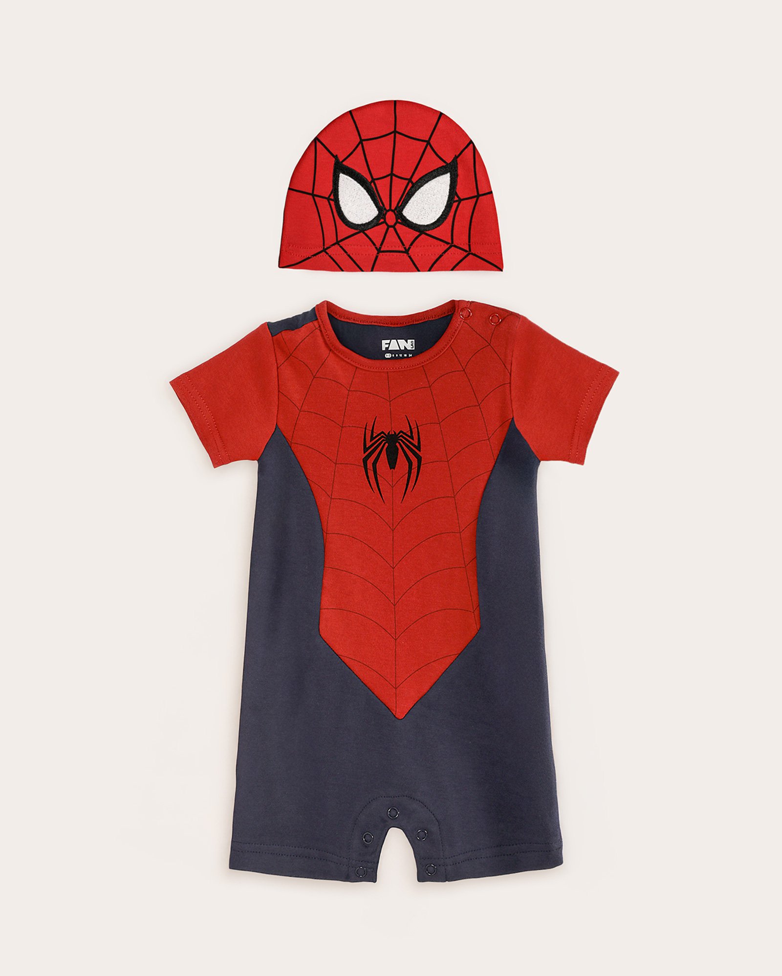 Body bebê Homem-Aranha com touca azul | FANLAB
