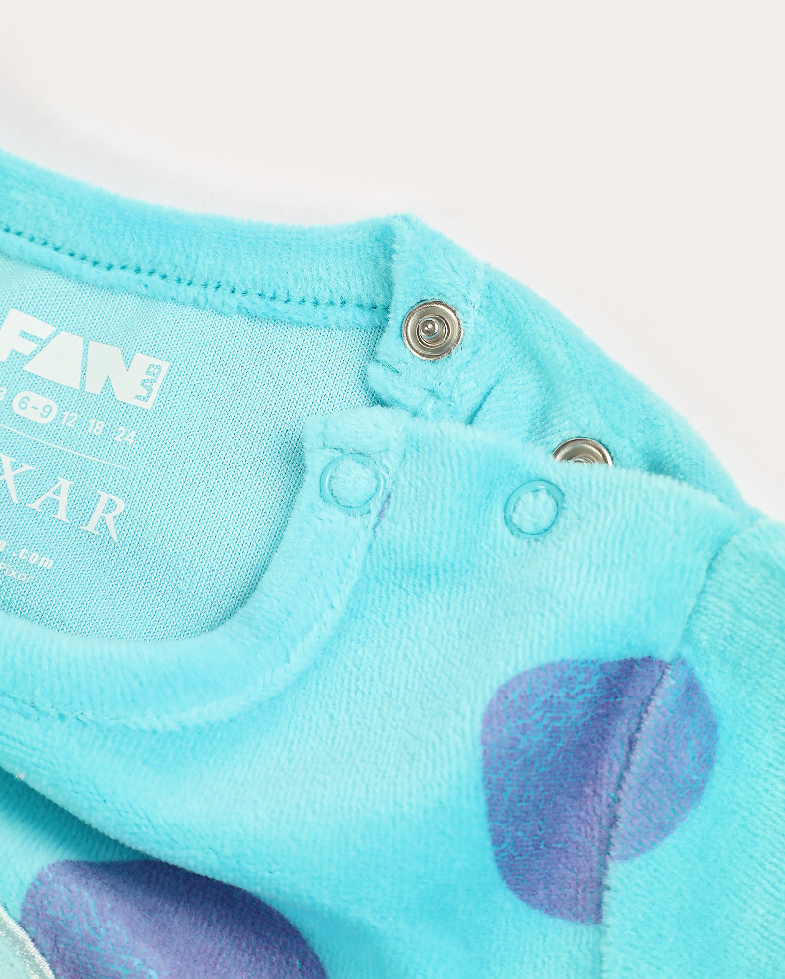 Body bebê em fleece Sullivan com touca e cauda azul | FANLAB