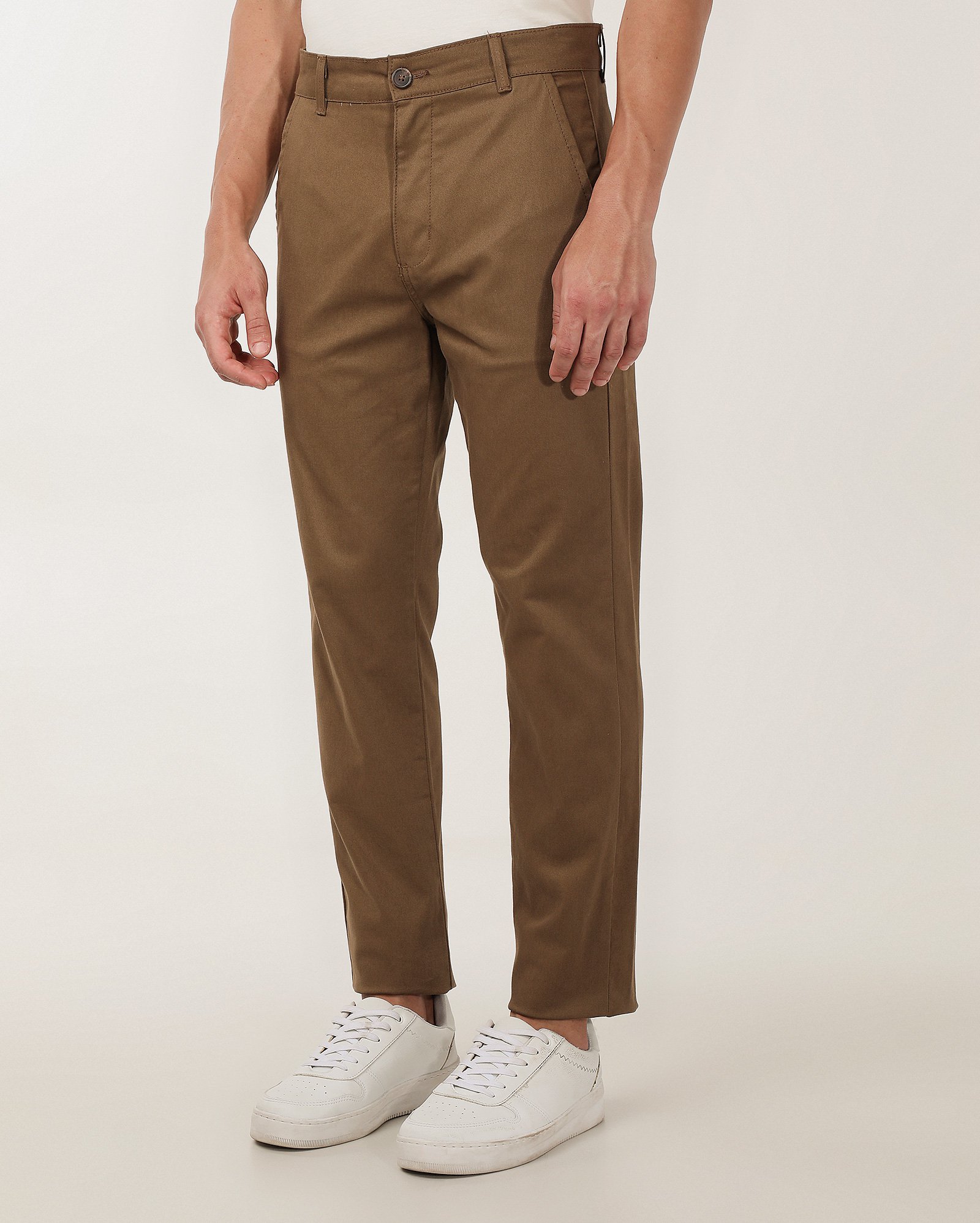 Calça sarja masculina slim chino - Marrom Claro | Pool Jeans