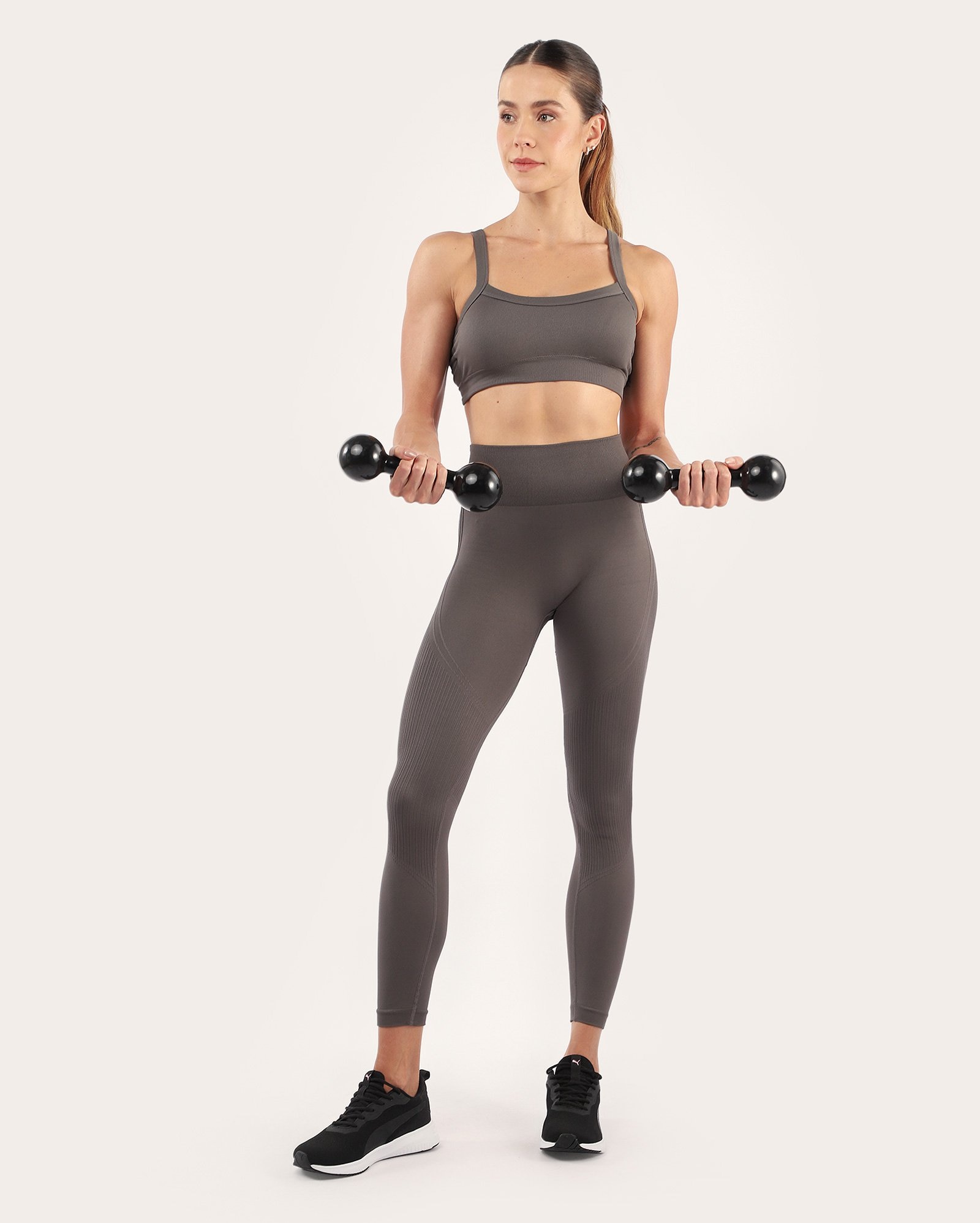 Calça legging feminina sem costura cinza | Body Work
