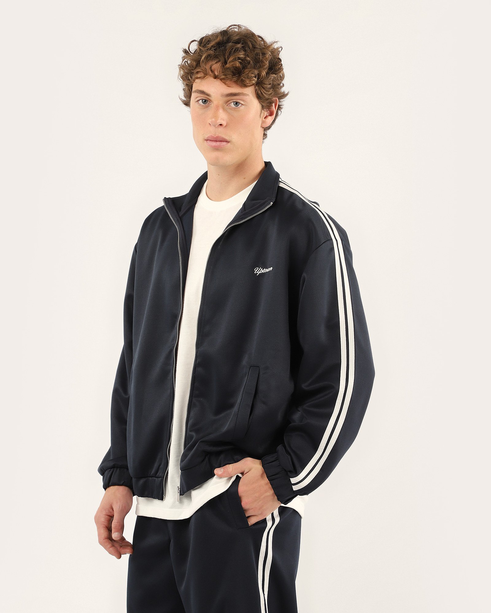 Jaqueta masculina relaxed com zíper Uptown - Azul Escuro