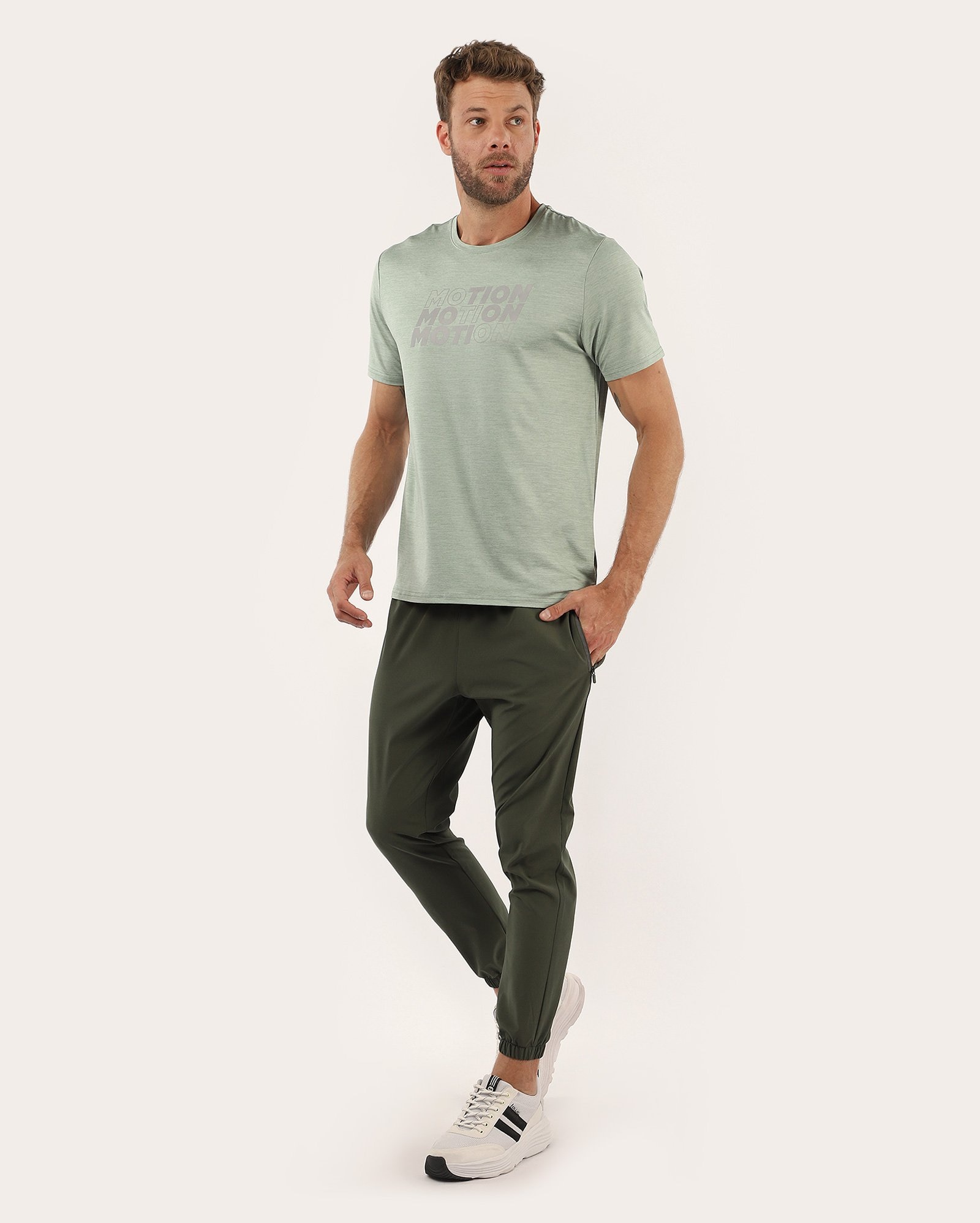 Camiseta masculina de corrida estampada verde | Body Work