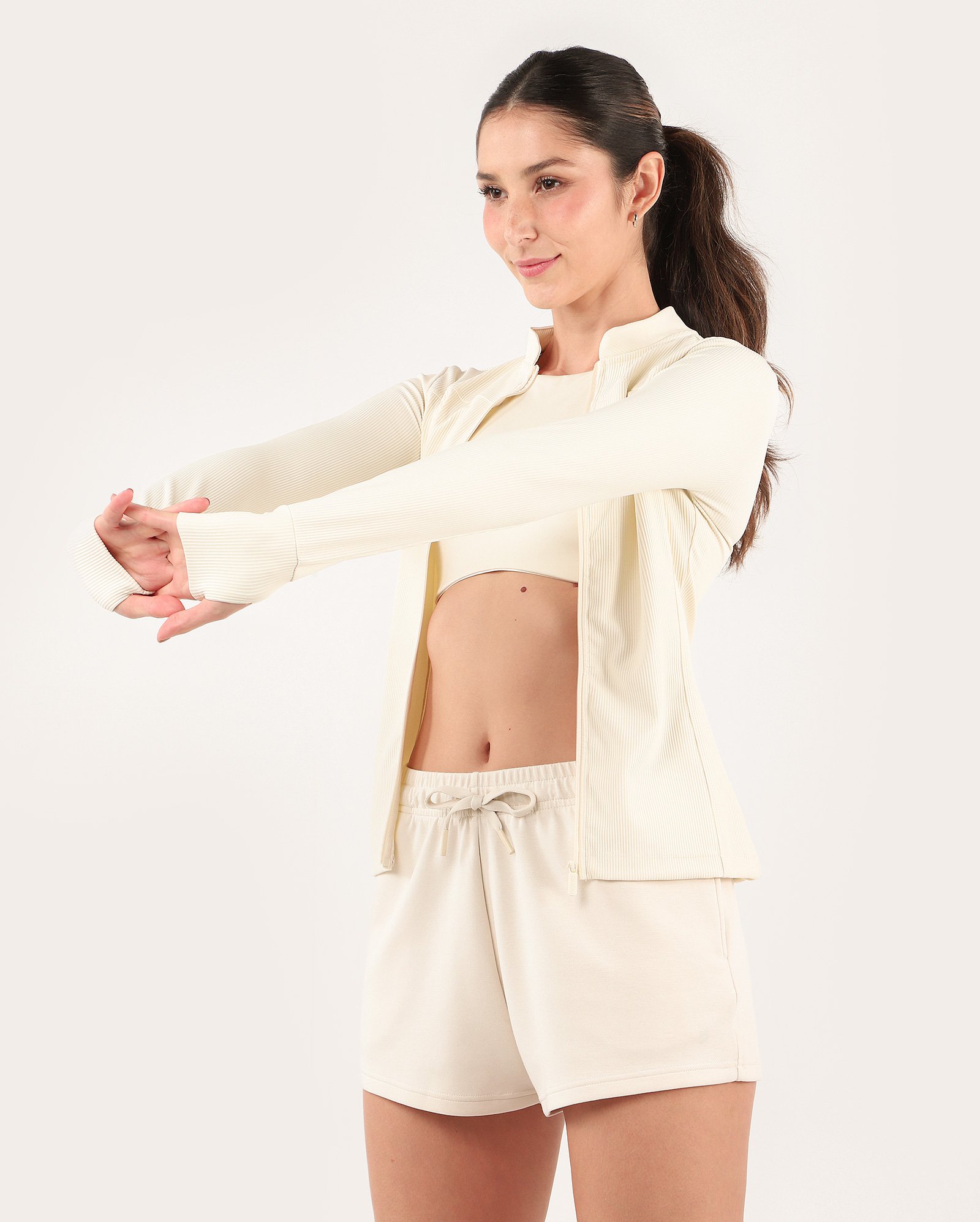 Short esportivo feminino soft scuba - Bege Claro | Body Work