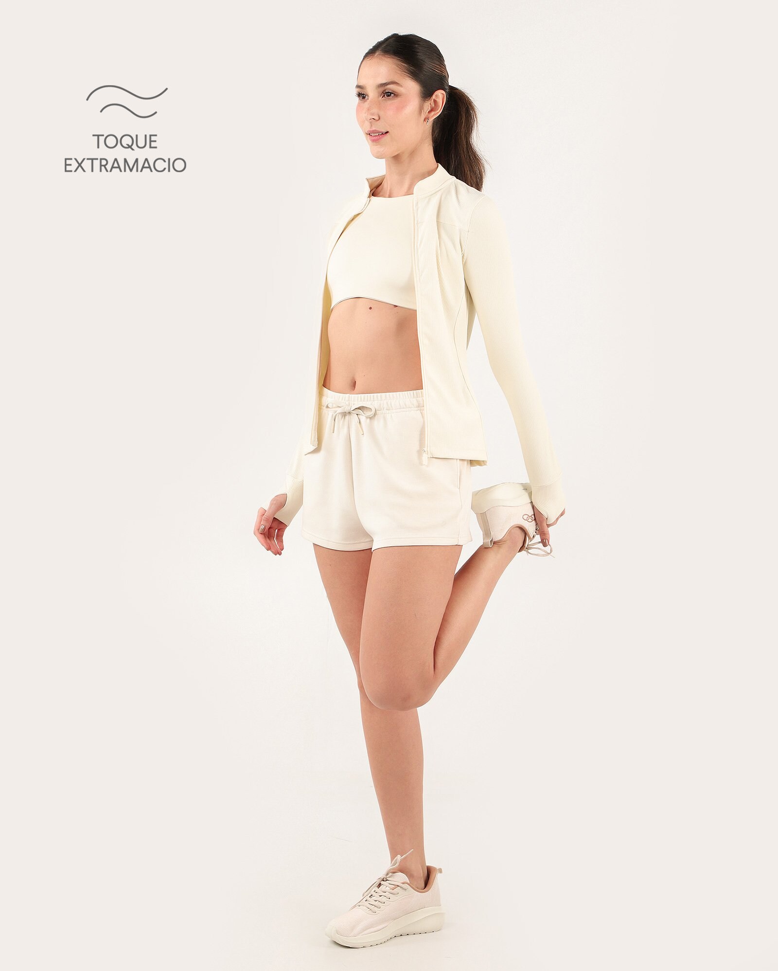 Short esportivo feminino soft scuba - Bege Claro | Body Work