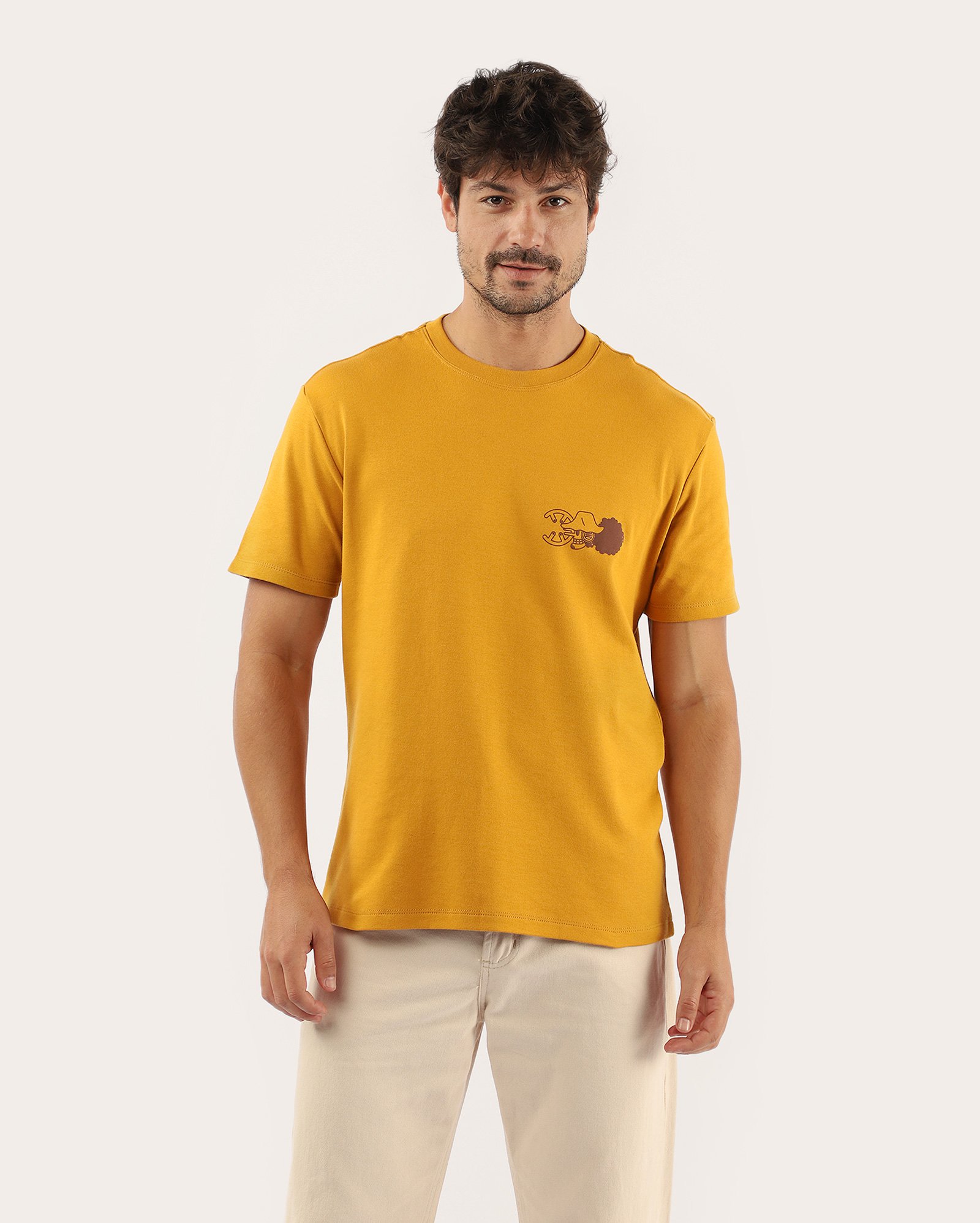 Camiseta masculina Usopp One Piece amarela | FANLAB