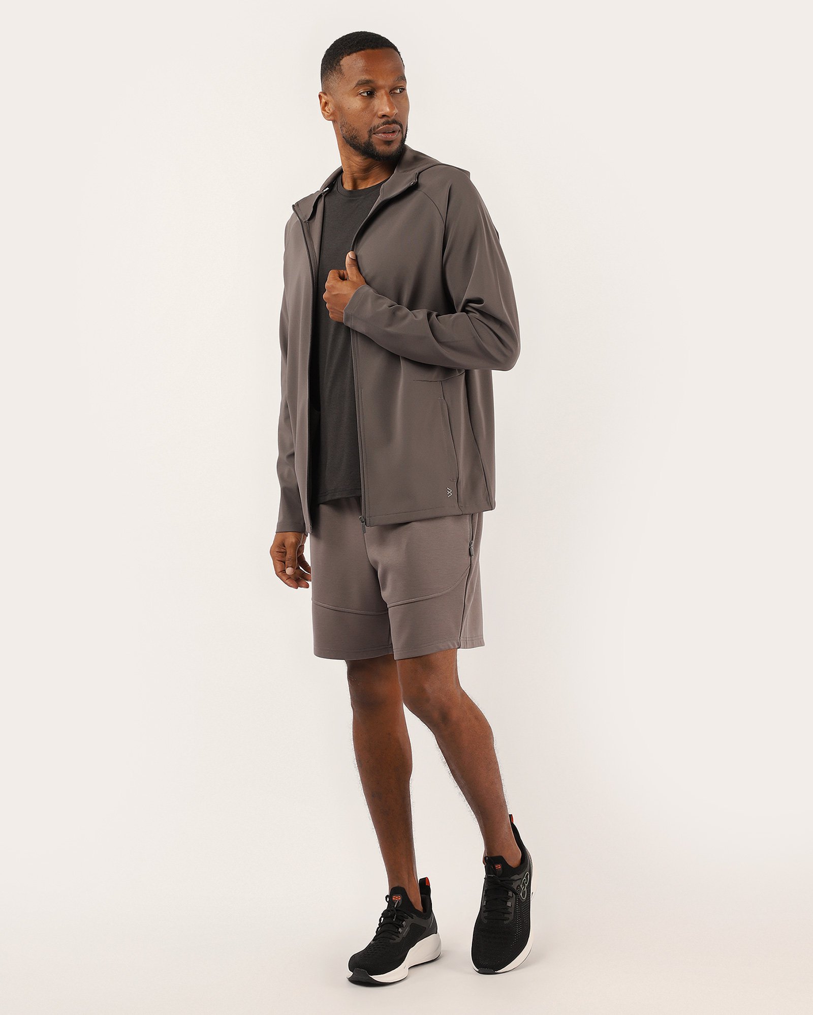 Jaqueta esportiva masculina com capuz cinza | Body Work