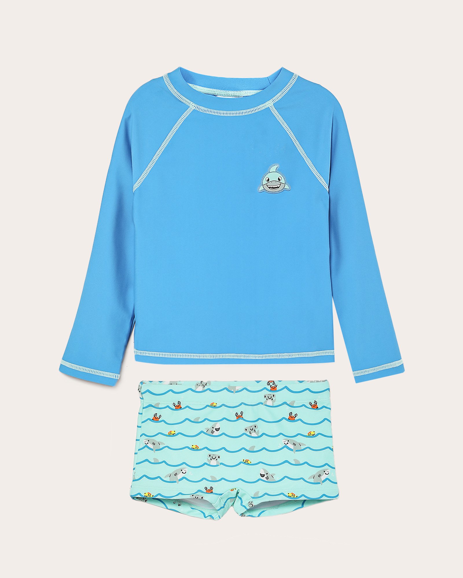Conjunto de praia infantil tubarão 1-4A multicor