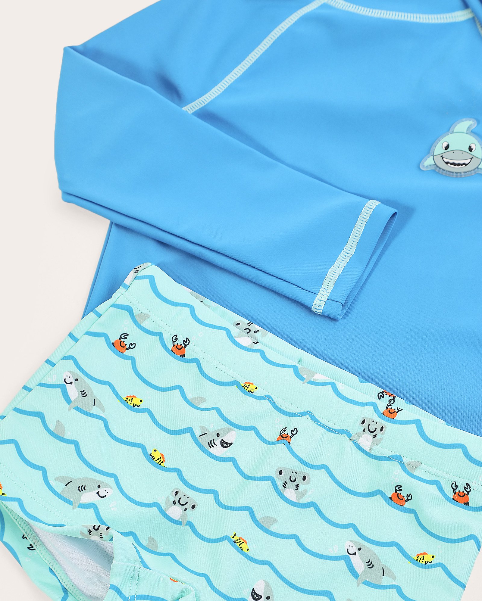 Conjunto de praia infantil tubarão 1-4A multicor