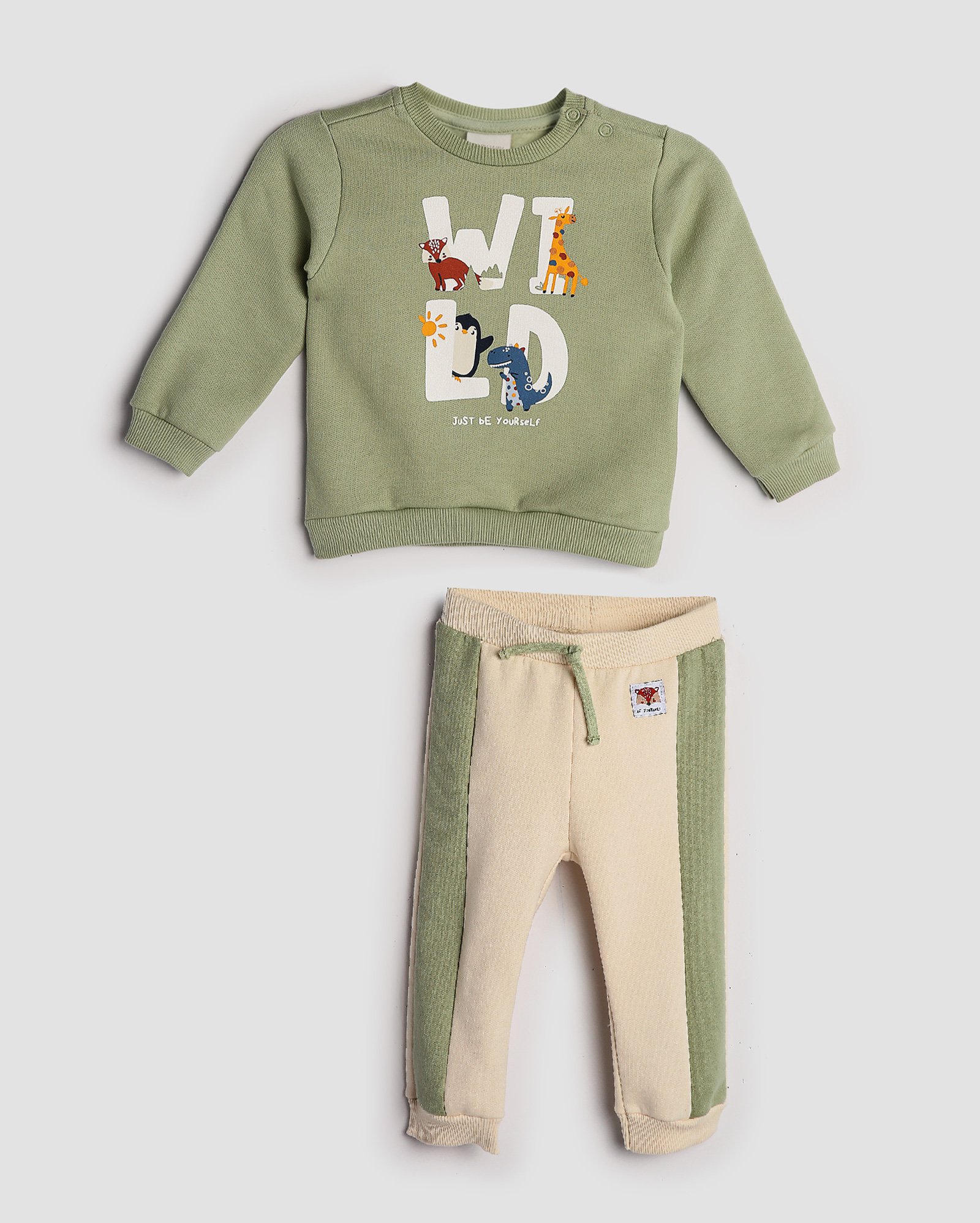 Conjunto de moletom longo bebê wild com felpa multicor | Baby Way