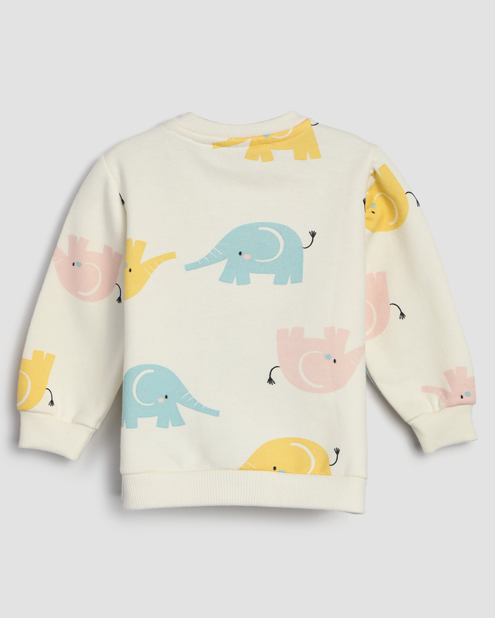 Blusa de moletom bebê elefantes com felpa bege | Baby Way