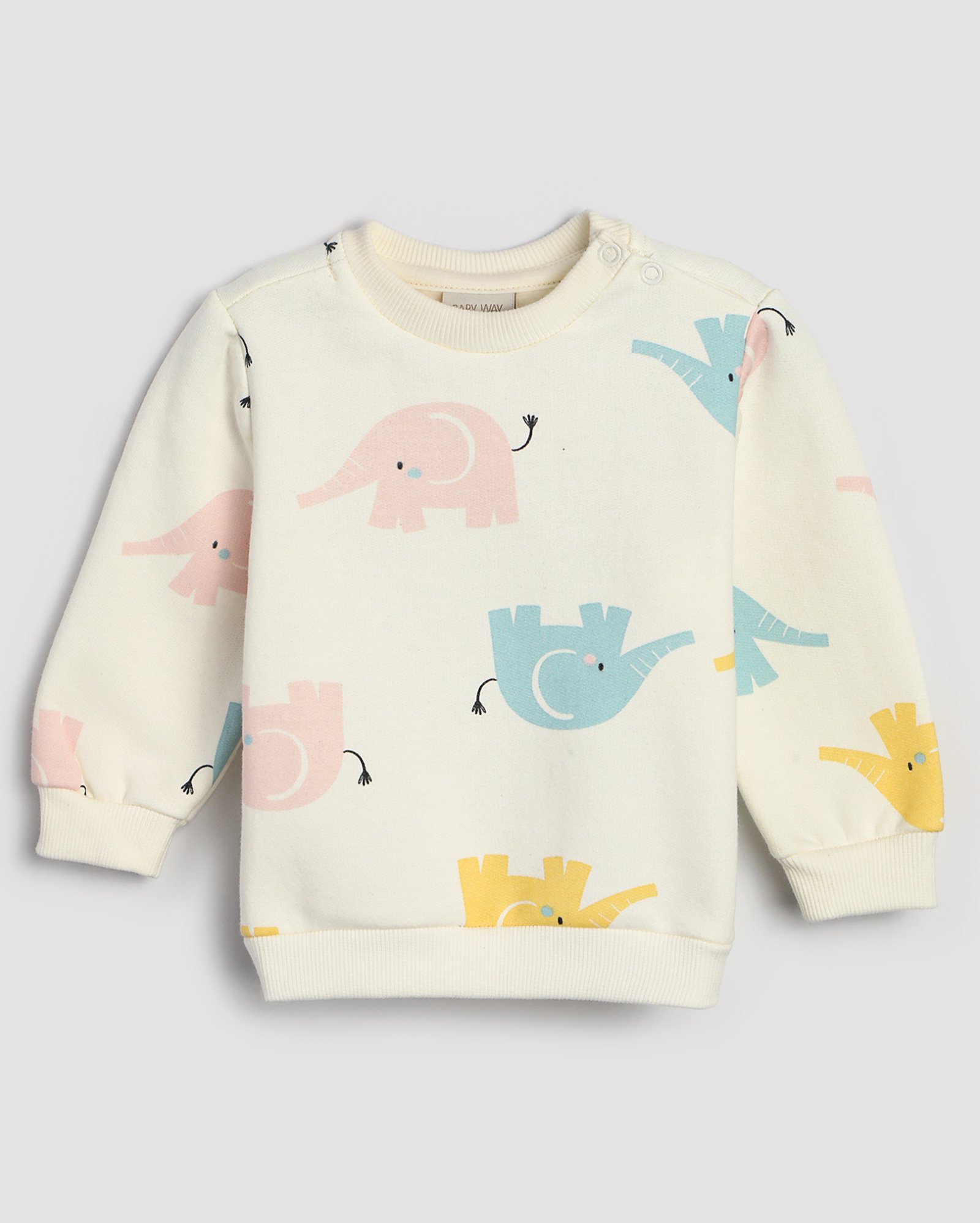 Blusa de moletom bebê elefantes com felpa bege | Baby Way