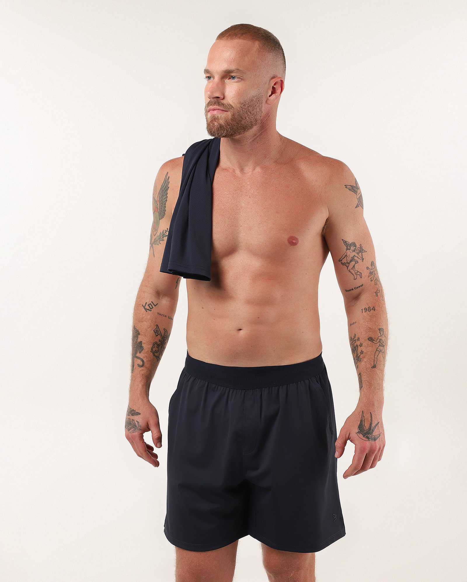 Bermuda esportiva masculina poliamida cós elástico - Azul Escuro | Body Work