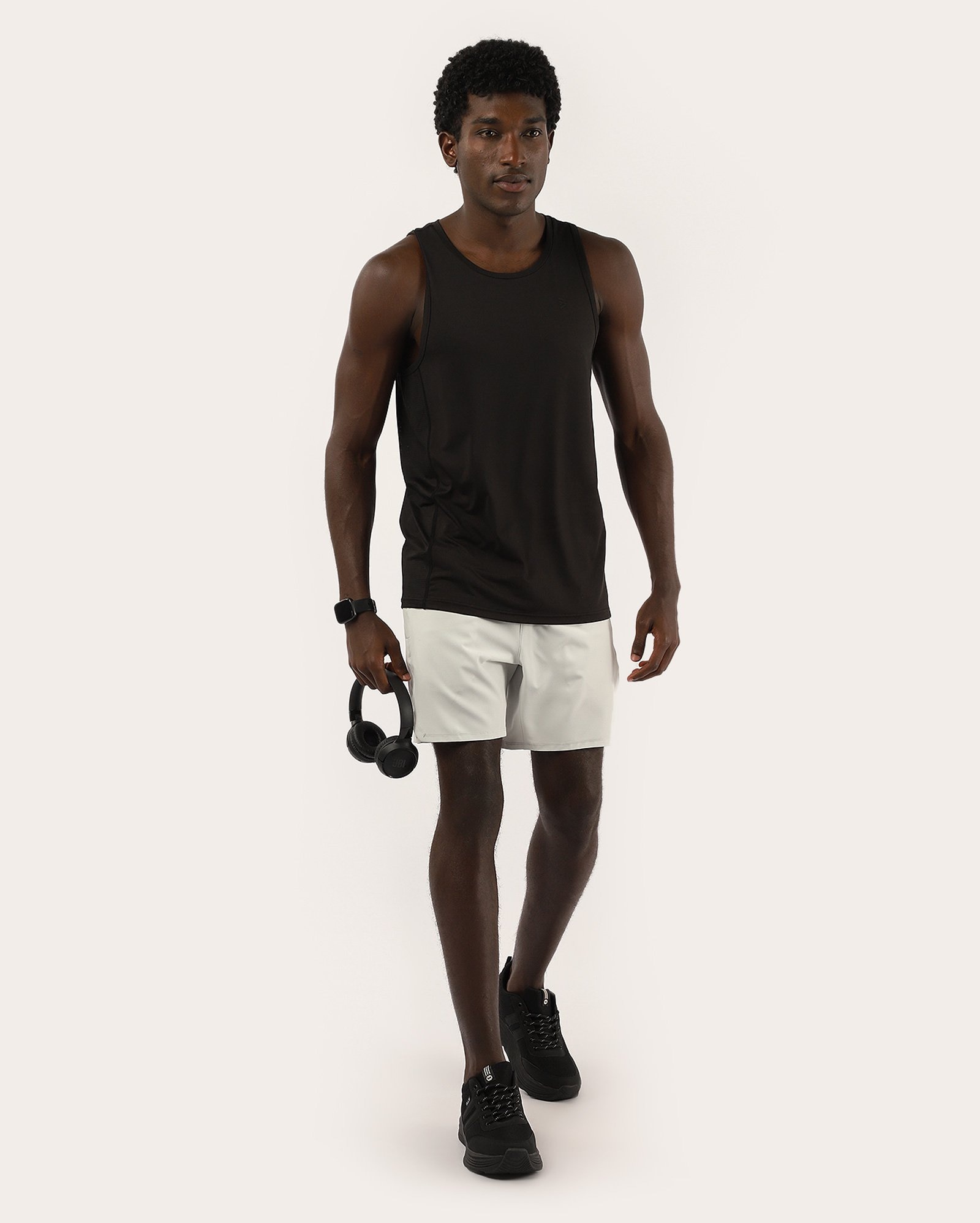 Bermuda masculina de treino cós com perfuros cinza | Body Work
