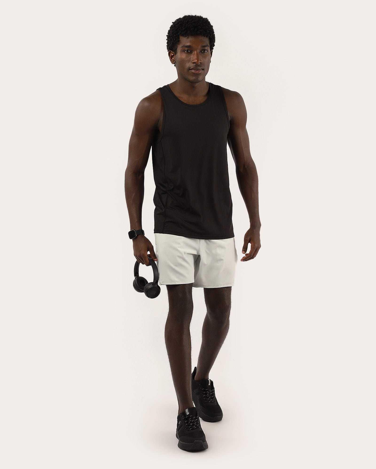 Bermuda masculina de treino cós com perfuros cinza | Body Work