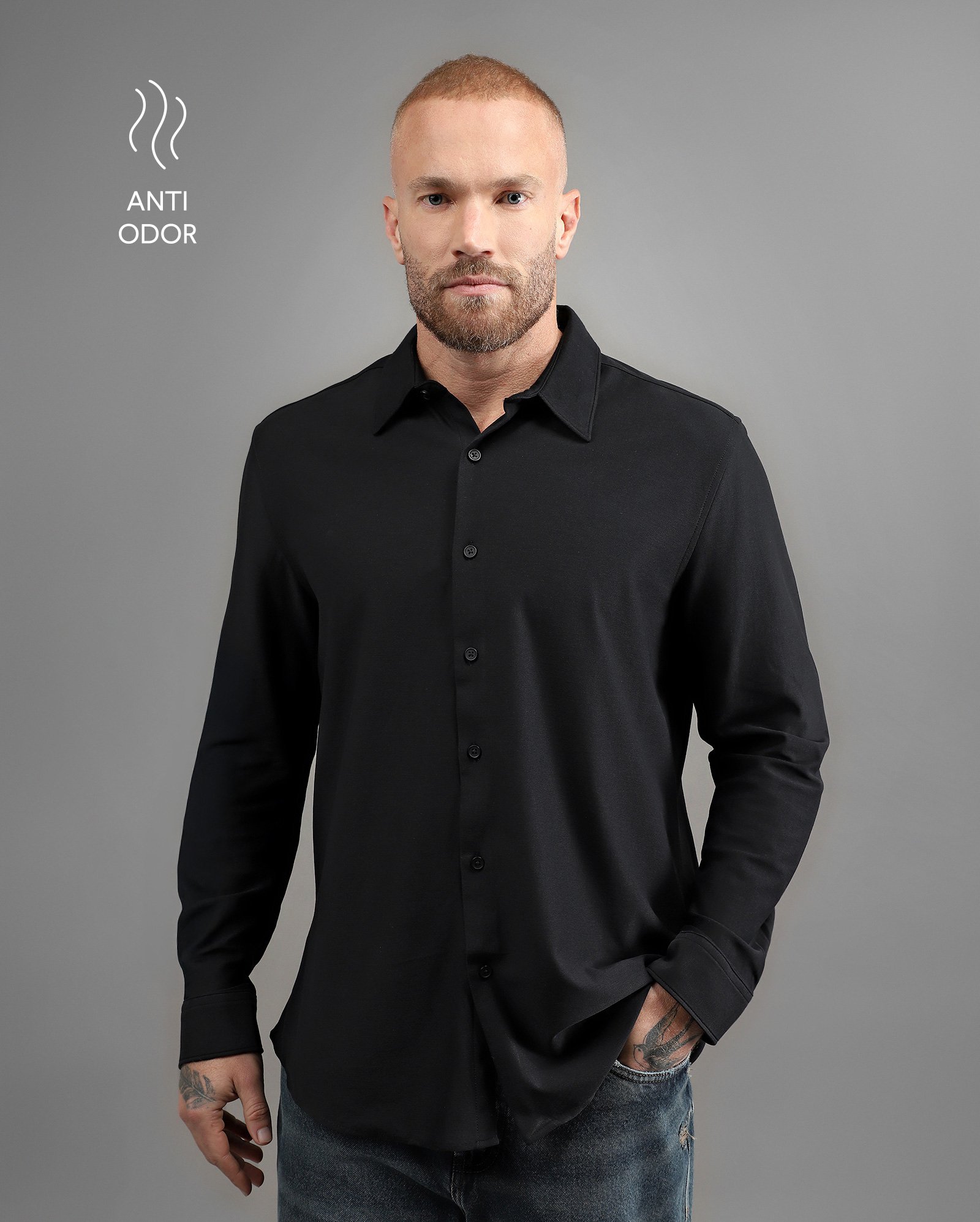 Camisa masculina Tech D-Ultra antiodor - Preto