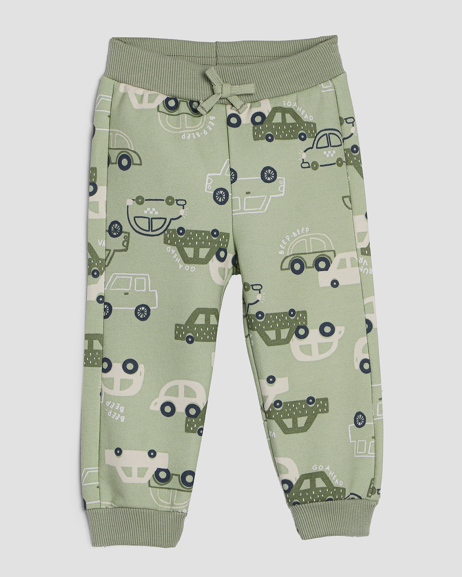 Calça de moletom bebê jogger com felpa carros verde | Baby Way
