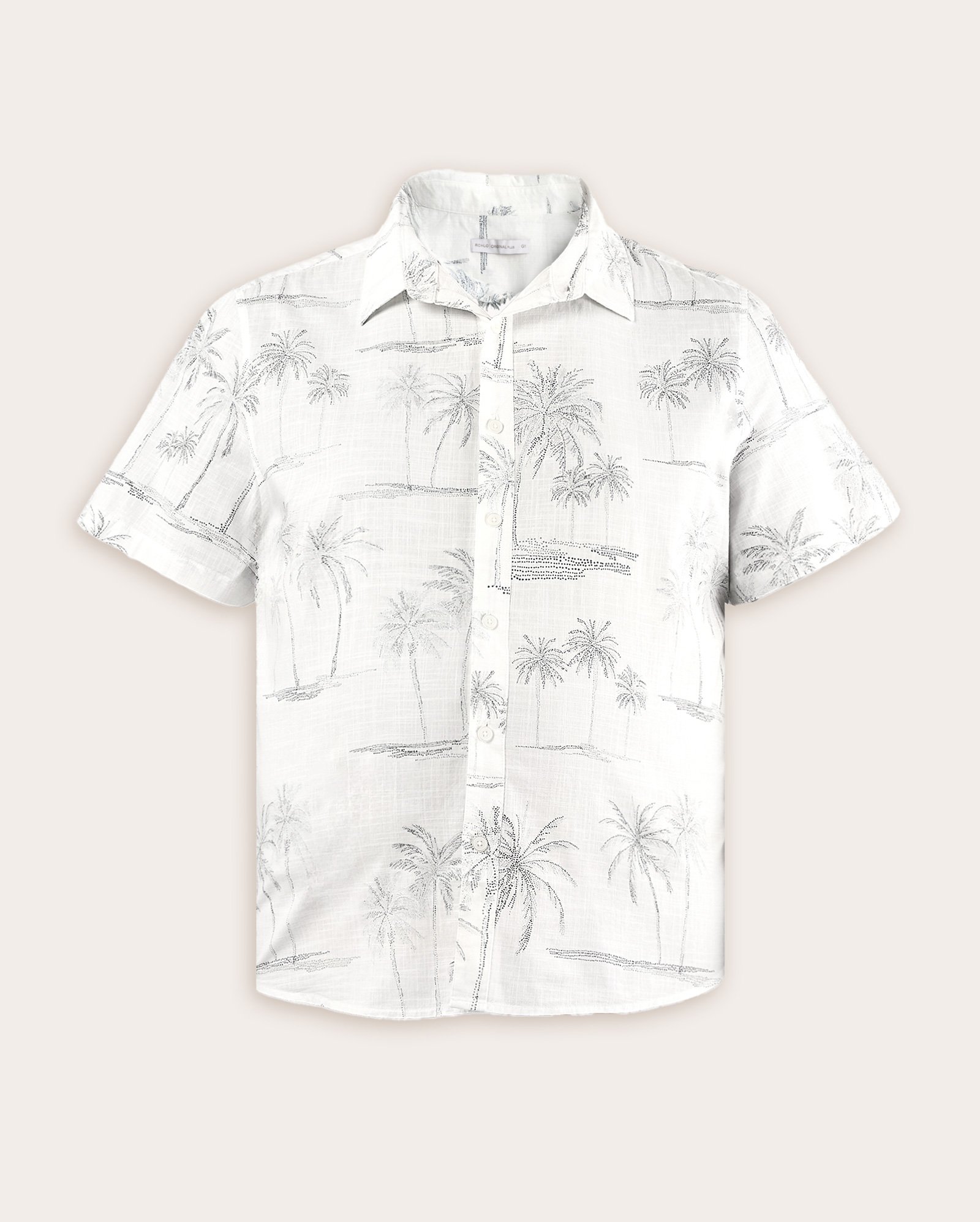 Camisa plus size masculina manga curta estampada - Branco